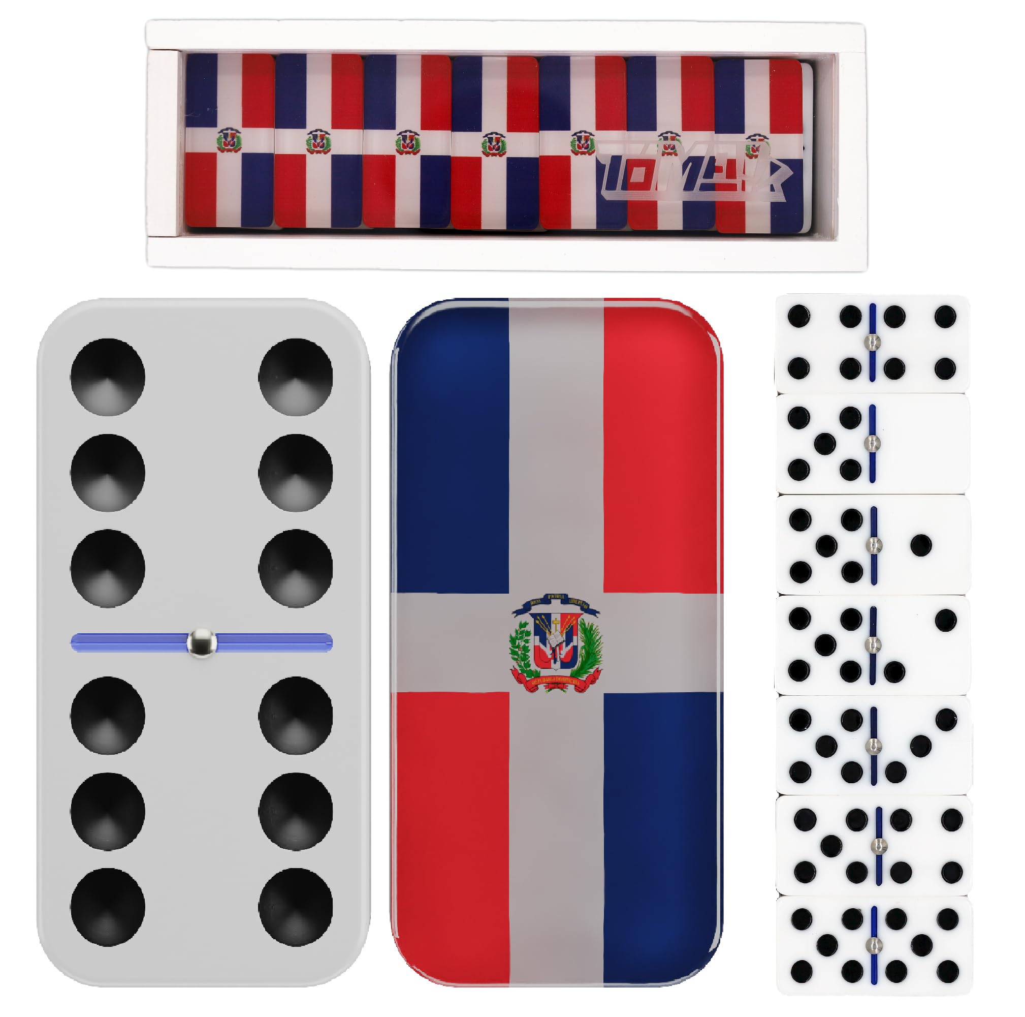 Amazon.com: TÓMA!, Dominican Republic Flag Double 6 Dominoes Set
