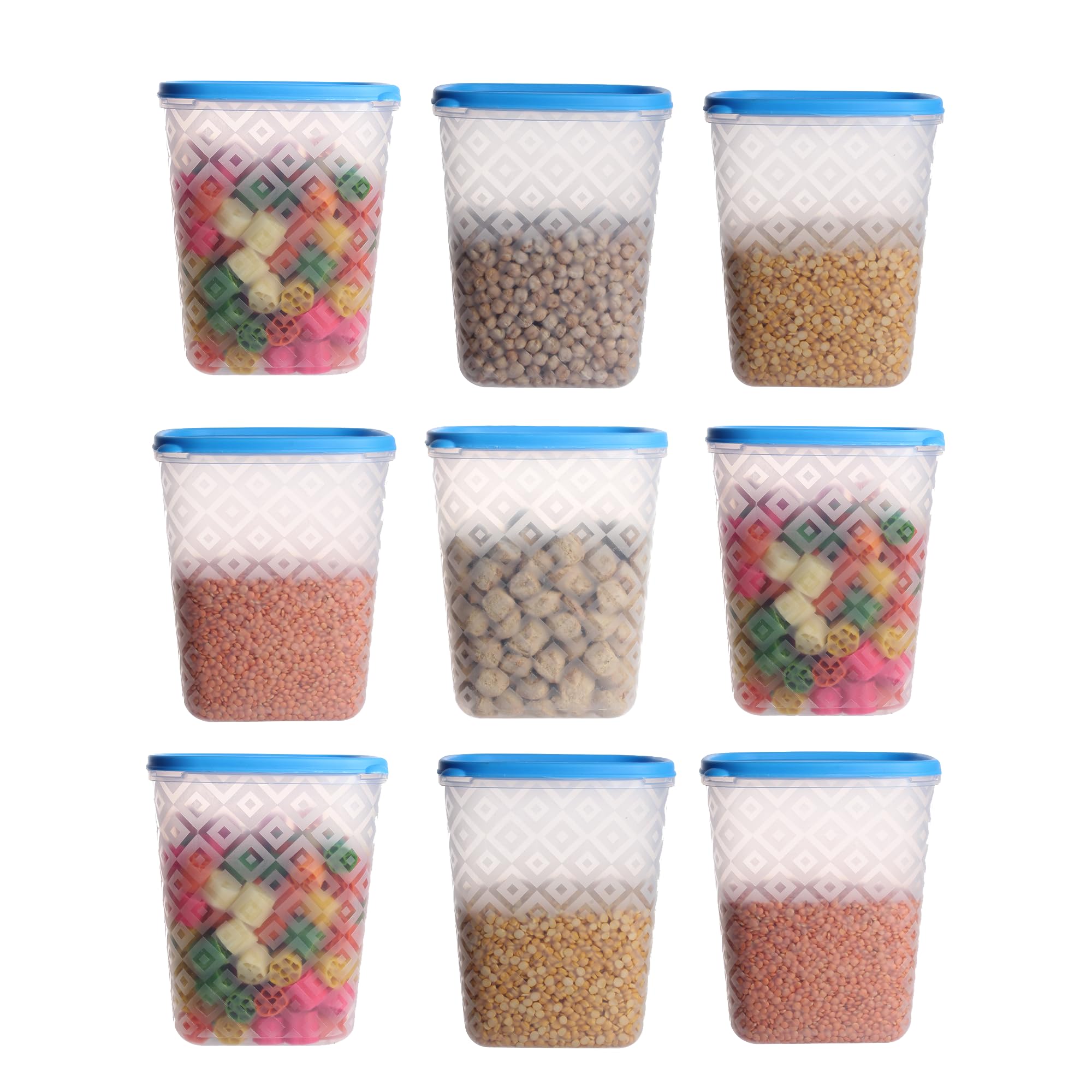 Juego de 9 cajas de almacenamiento de cocina de 2 litros de 2000 ml (juego de 9), juego de recipientes de almacenamiento para cocina, contenedor de almacenamiento de plástico, juego combinado