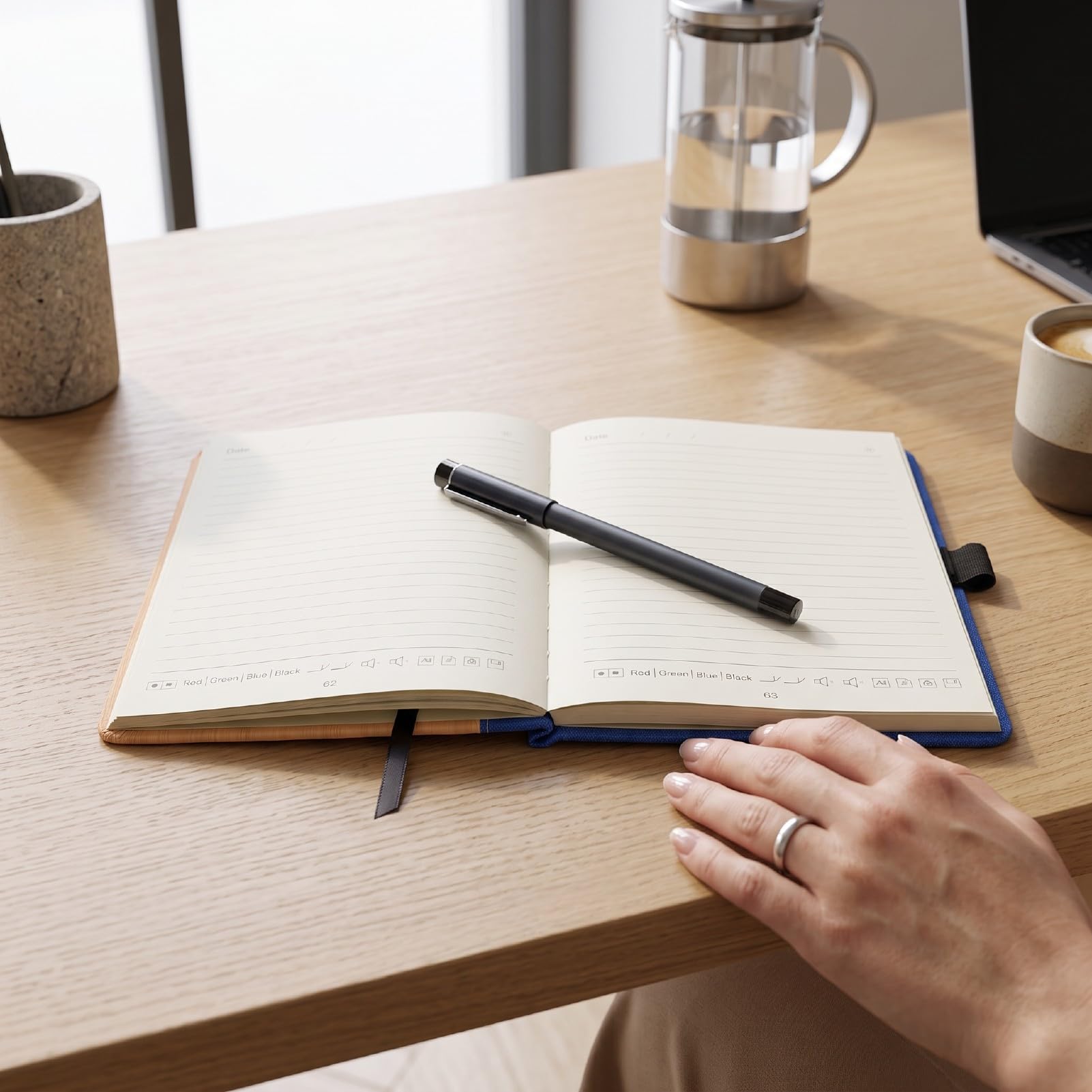 Set di Scrittura Intelligente Penna di Sincronizzazione Digitale OCR Bluetooth per Studenti e Professionisti con Notebook A5 (BLUE)