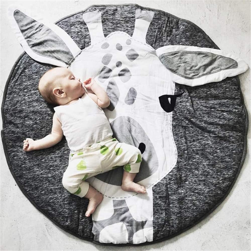 ABREEZE Kids Nursery Rug Play Mat Round Carpet Cartoon Giraffe Home Decor Animal Round Rug Nursery Giraffe Baby Playmat Tummy Time Blanket