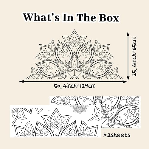 Miniatura 6 de Calcomanía de pared con diseño de mandala para dormitorio, decoración de pared de mandala extraíble, para meditación, yoga, estudio, sala de arte,