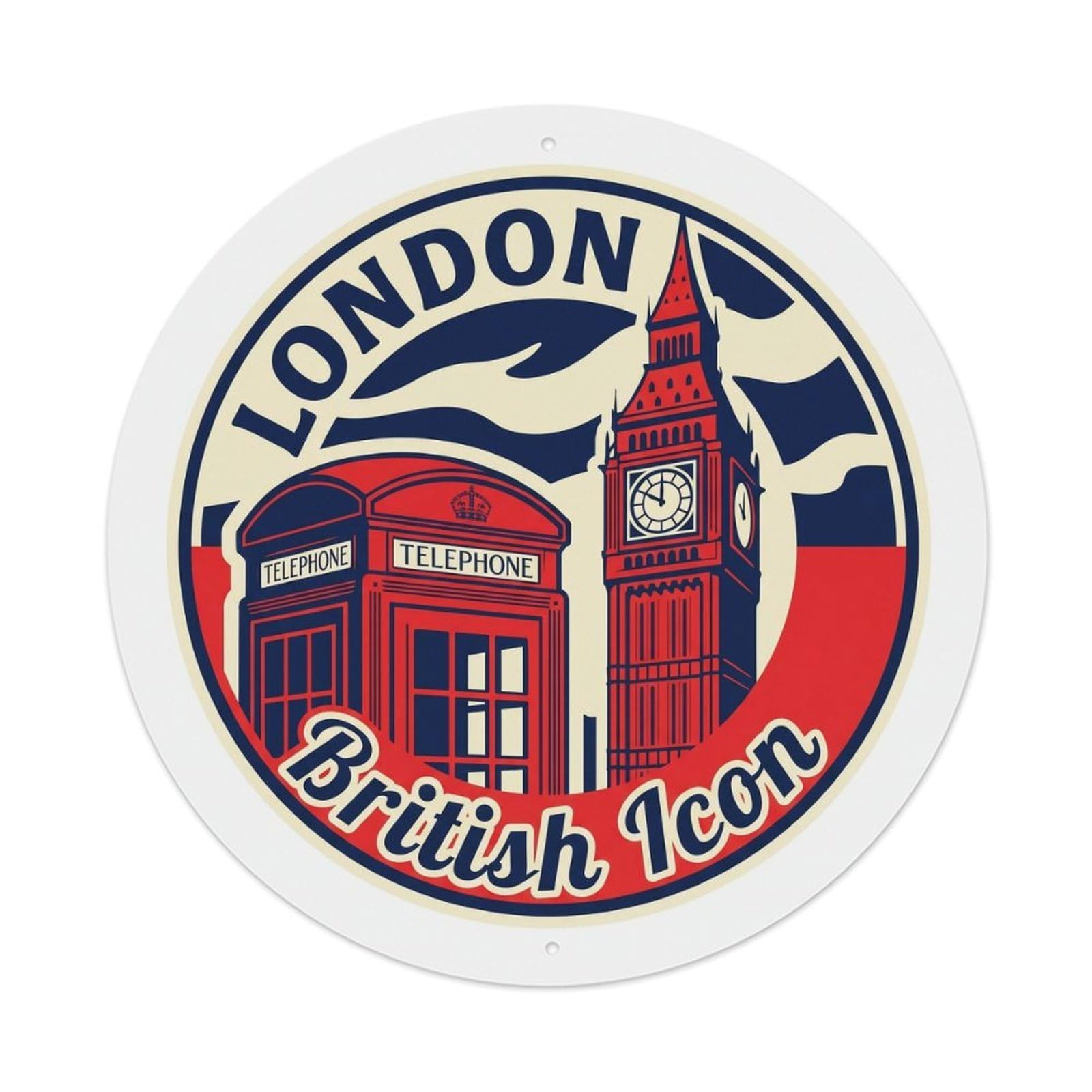 Vintage Travel London Red Telephone Metal Tin Sign Plaque