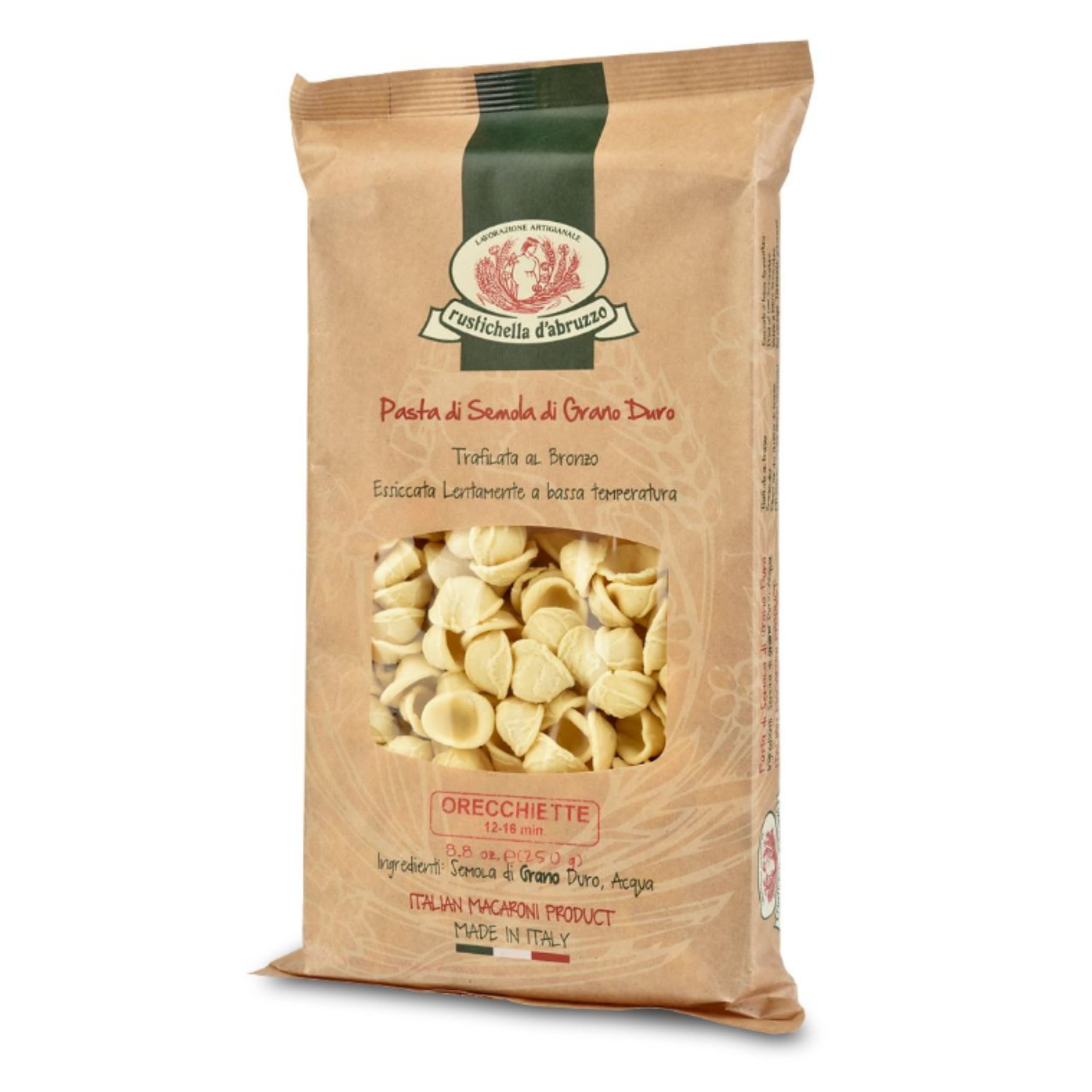 Orecchiette - 500g Heritage Italian Wheat Pasta with Sweet Malty Flavor - Ideal for Broccoli Rabe & Meat Ragù - Durum Wheat from Abruzzo, Italy