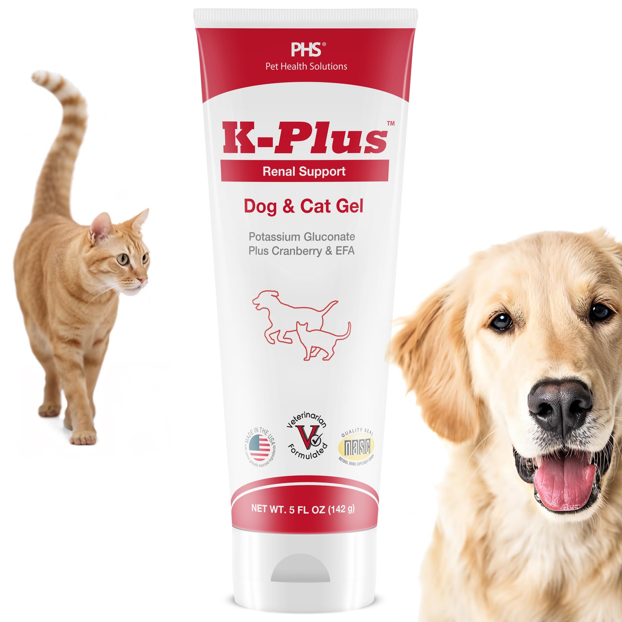 K-Plus Gel for Dogs and Cats – Potassium Citrate & Cranberry Supplement for Kidney Support, Urinary Tract Health, UTI Relief, Stone Prevention, Electrolyte Balance, Muscle & Heart Function – 5 oz