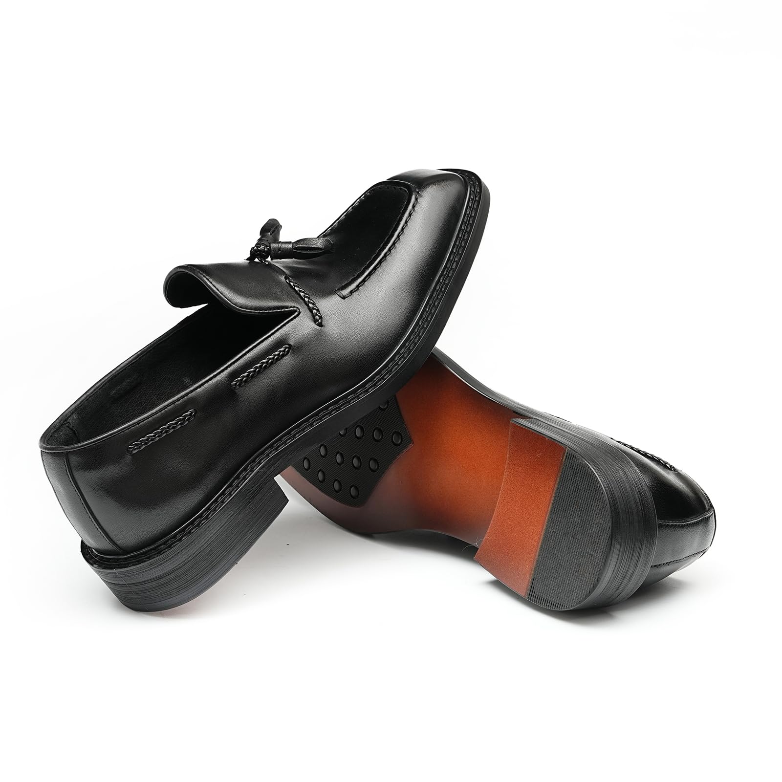 Mocasines con Borlas Negocios Casuales Zapatos Slip On en Cuero Genuino