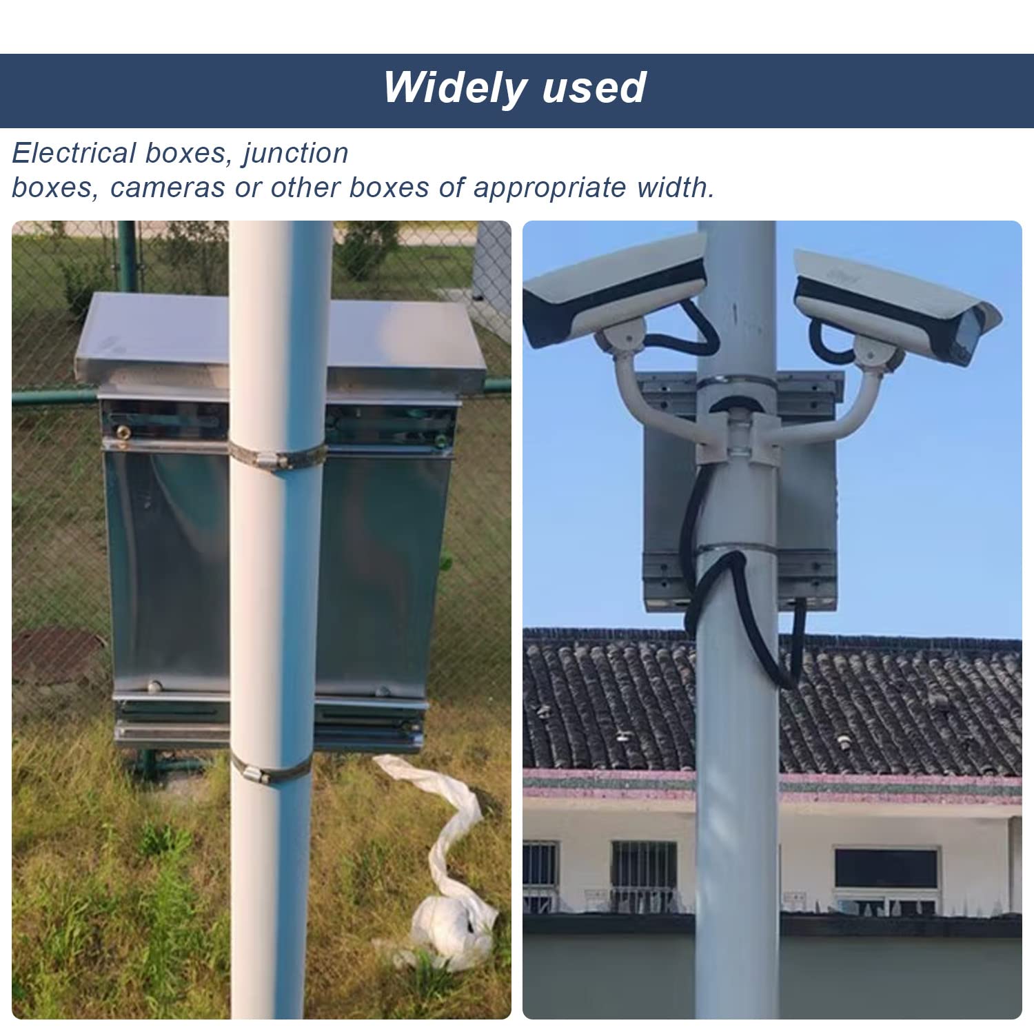 DEANKEJI 30 cm mast holder, 2 pieces, vertical mast holder with two adjustable clamps, stainless steel, suitable for surveillance camera, outdoor