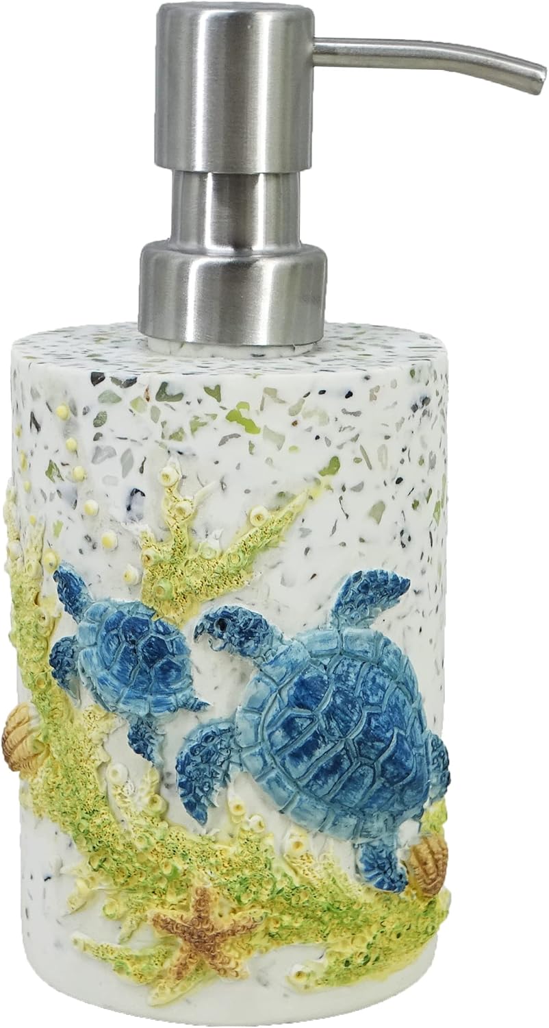 Resin sea turtles terrazzo soap dispenser countertop hand