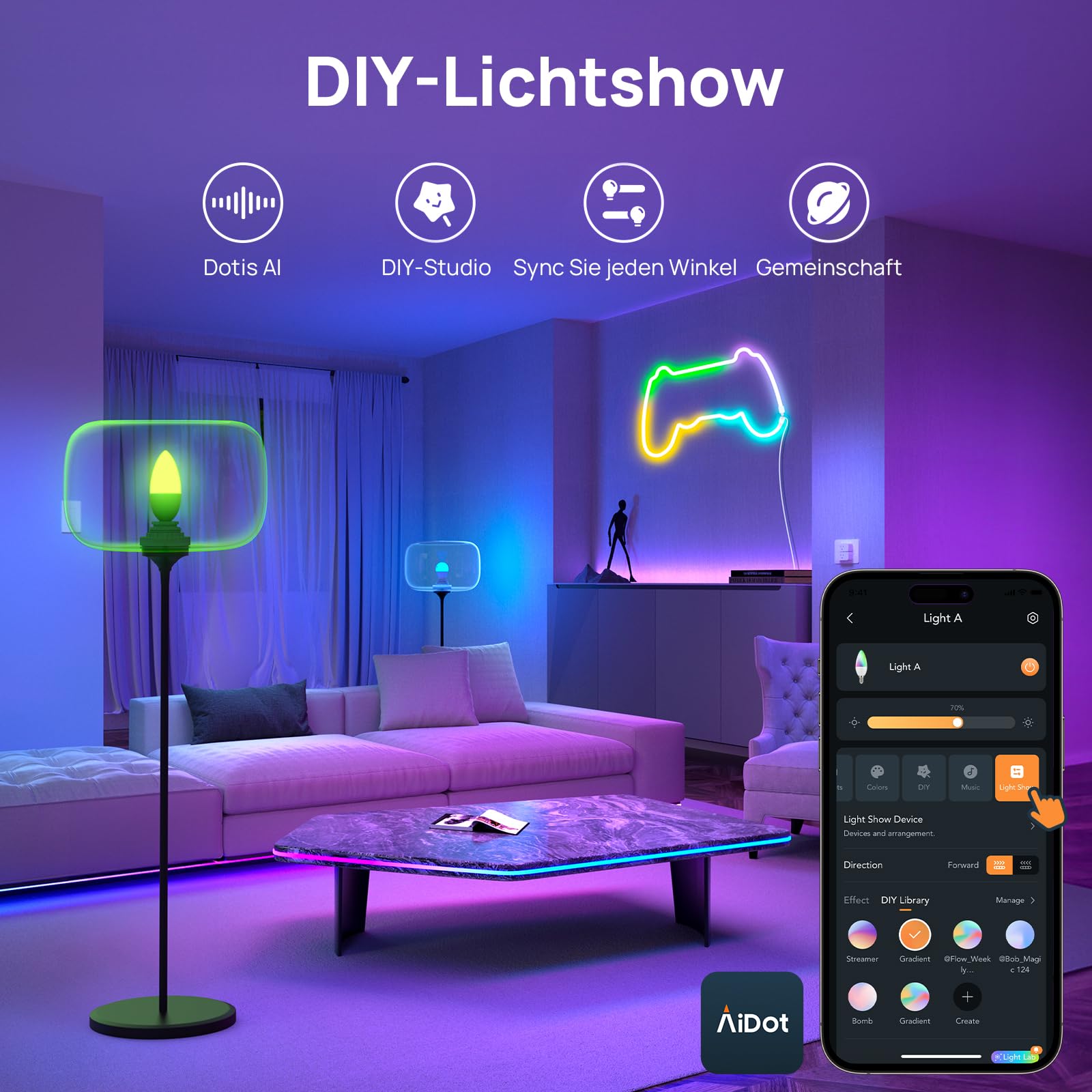 Linkind Matter E14 Smart Glühbirne B38 RGBTW, 1800K-6500K, CRI 90+, 470lm, 4.8W, 3 Stück