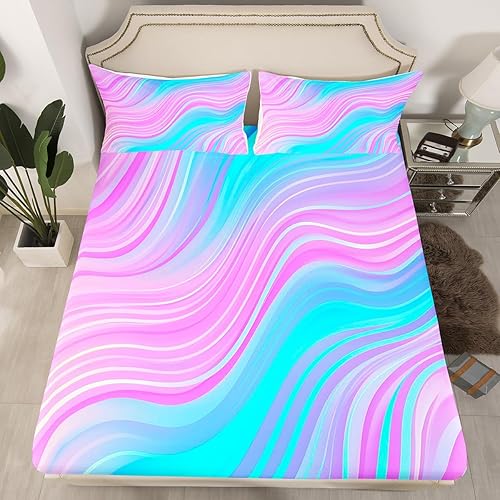 Miniatura 6 de Juego de sábanas con diseño de batería azul, juego de sábanas con música rock roll, líneas con purpurina, música en vivo, sábana bajera ajustable,