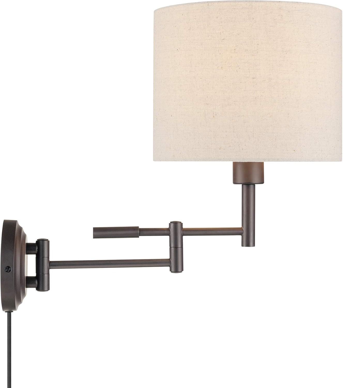 Uр Tо 40% оƒƒ Amazon Brand - Ravenna Home Single-Light Swing-Arm Wall Sconce with White Linen Shade, LED Bulb Included, 15.5H, Dark Bronze