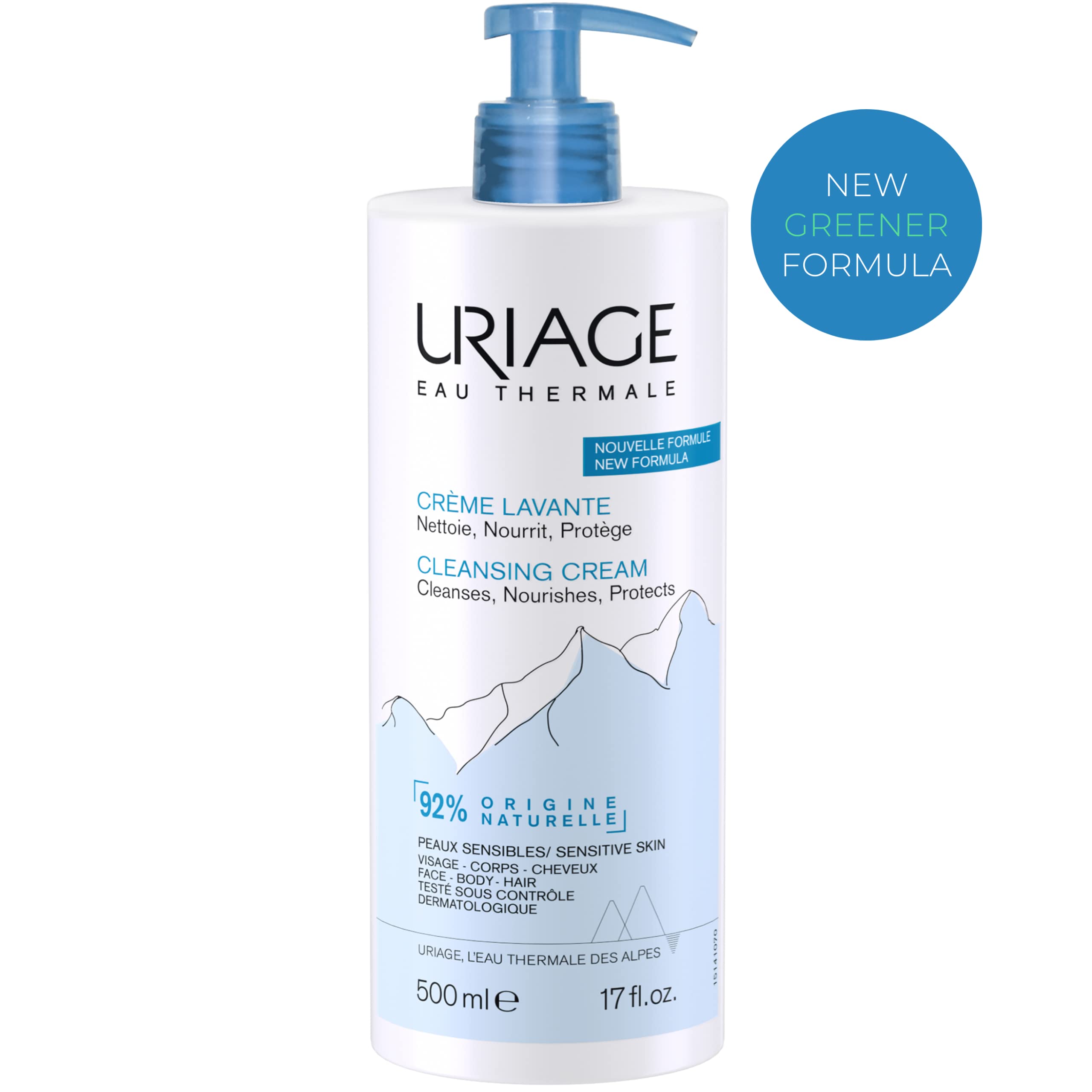 Uriage Cleansing Cream for Sensitive Skin, 500 ml (Pack of 1)