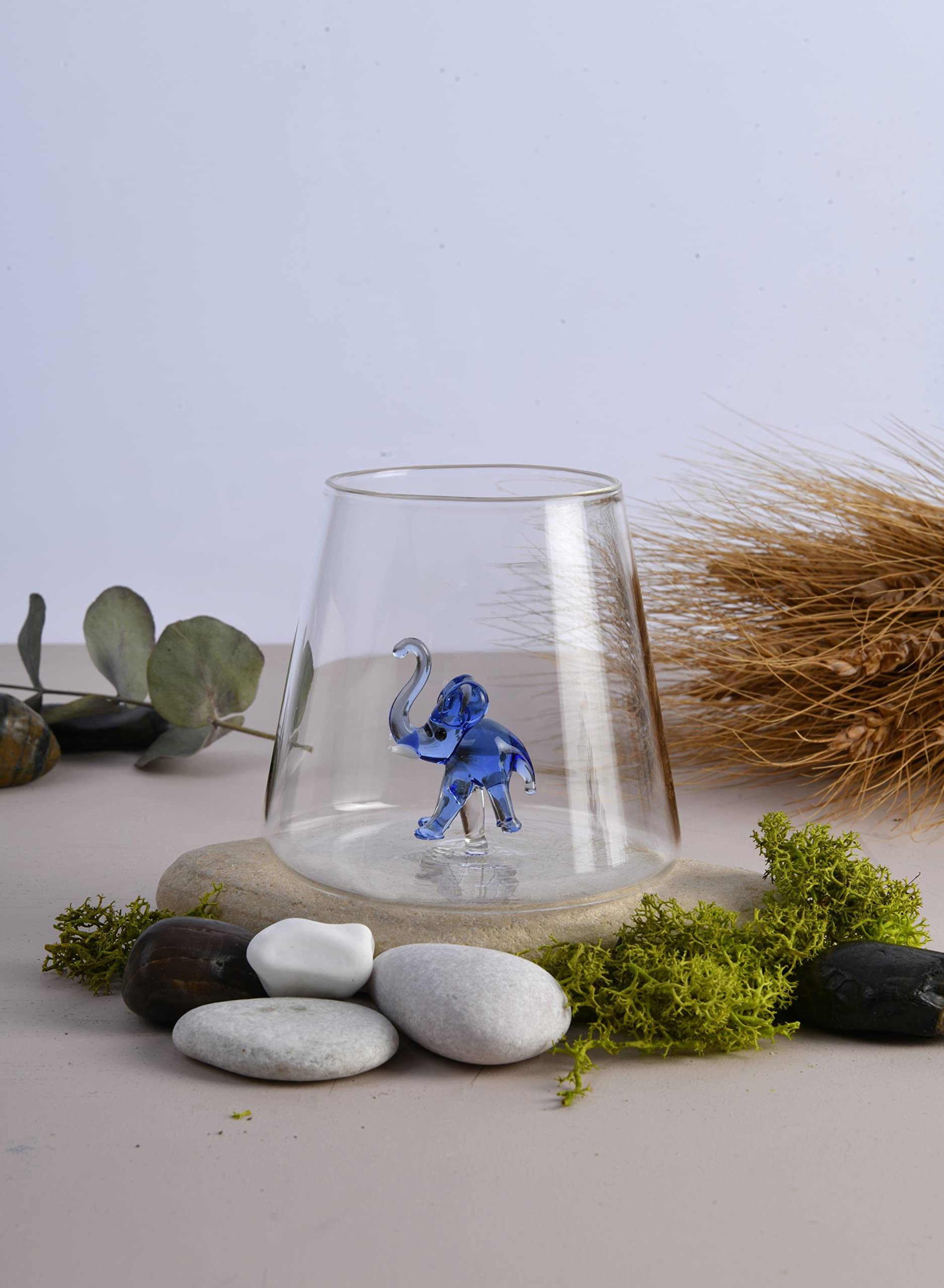 Minizoo Paryż Kieliszek wodny z figurkami zwierząt | Kubek | Zestaw 6 sztuk | 350 cm³ | Impreza | Prezenty świąteczne | Szklane figurki Murano do dekoracji wnętrz