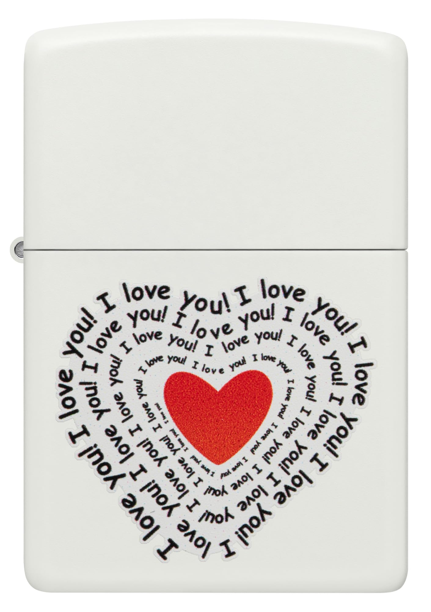 Zippo Encendedor a Prueba de Viento - Model I Love You - Acabado Blanco Mate con Color Image - Recargable - Reutilizable - Diseño a Prueba de Viento - Caja de Regalo Hecho en EEUU