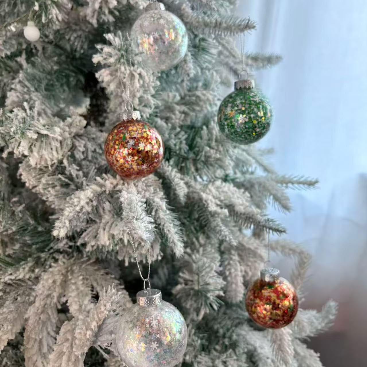 Christmas Ball Ornaments 12 Pack, 2.36inch Clear Glitter Shatterproof Ornaments for Christmas Tree Decorations, Hanging Holiday Decorations for Home, Party, Wedding, Xmas Tree Mixed Colors - Image 4