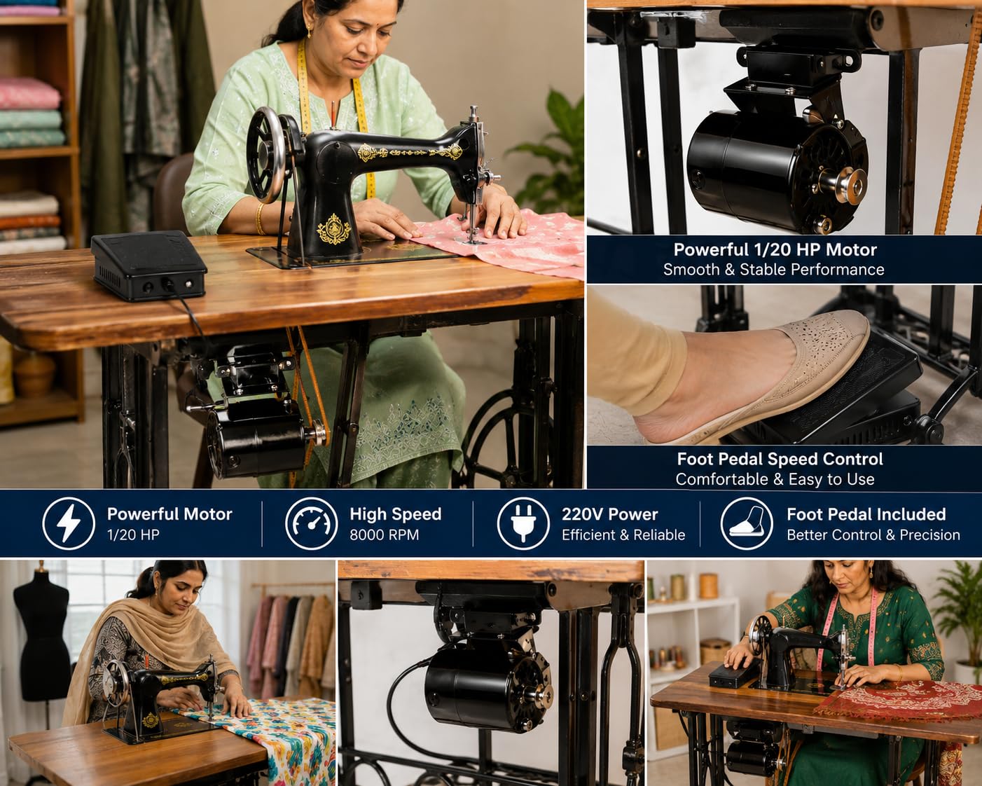 ZENITH 1/20 HP Mini Sewing Machine Motor with Foot Pedal — Amazon image 5