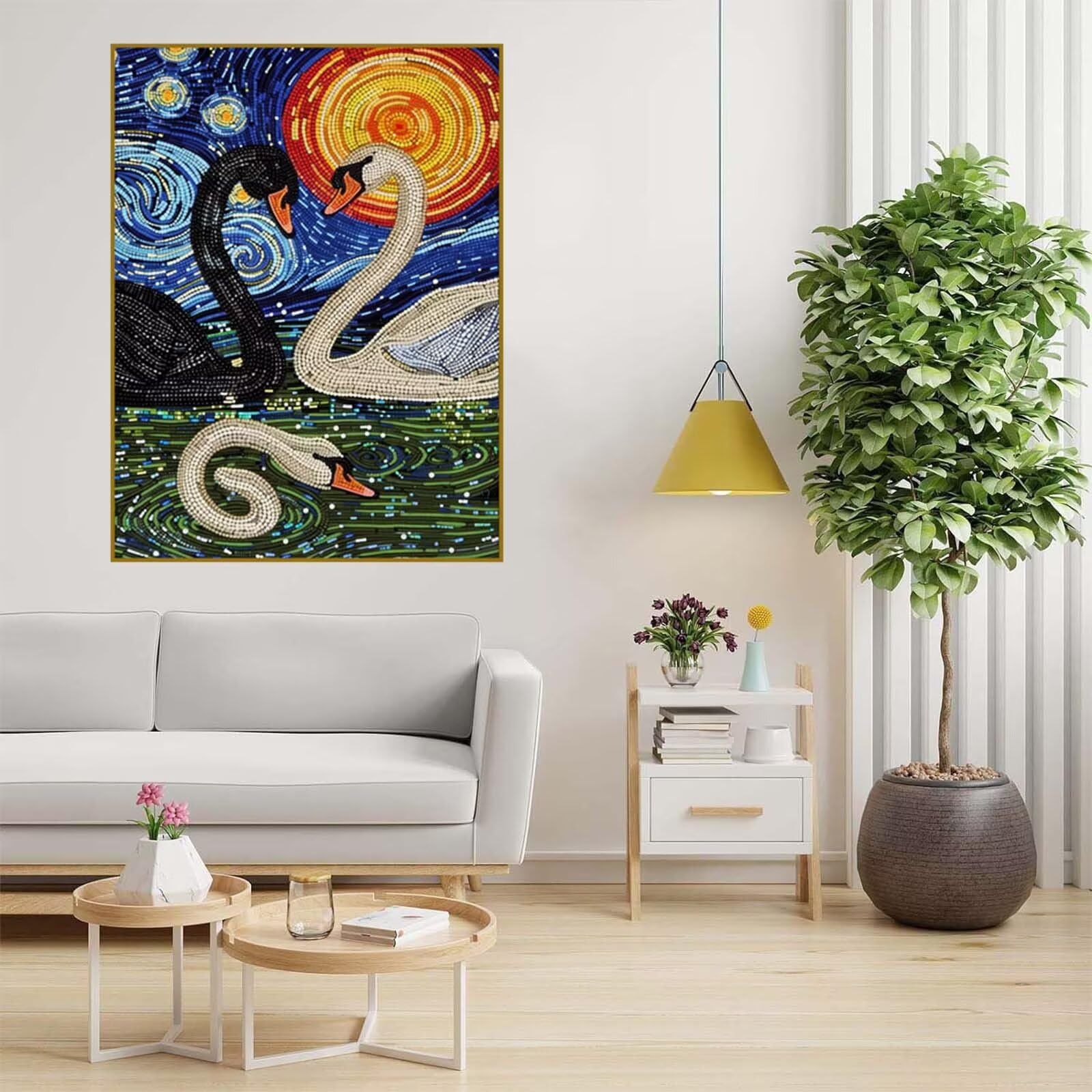 Diamentowe malowanie dla dorosłych, 5D diamentowe rysunki łabędź diament sztuka gwiaździste niebo diamentowe malowanie, DIY DIY Dorośli rzemiosło, 90x120cm Diamentowy ścieg krzyżykowy płótno