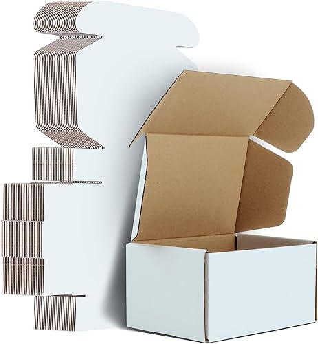 Paquete de 20 cajas de envío de 6 x 4 x 3 para pequeñas empresas, cajas de cartón corrugado blanco para envío de correo, cajas de cartón corrugado