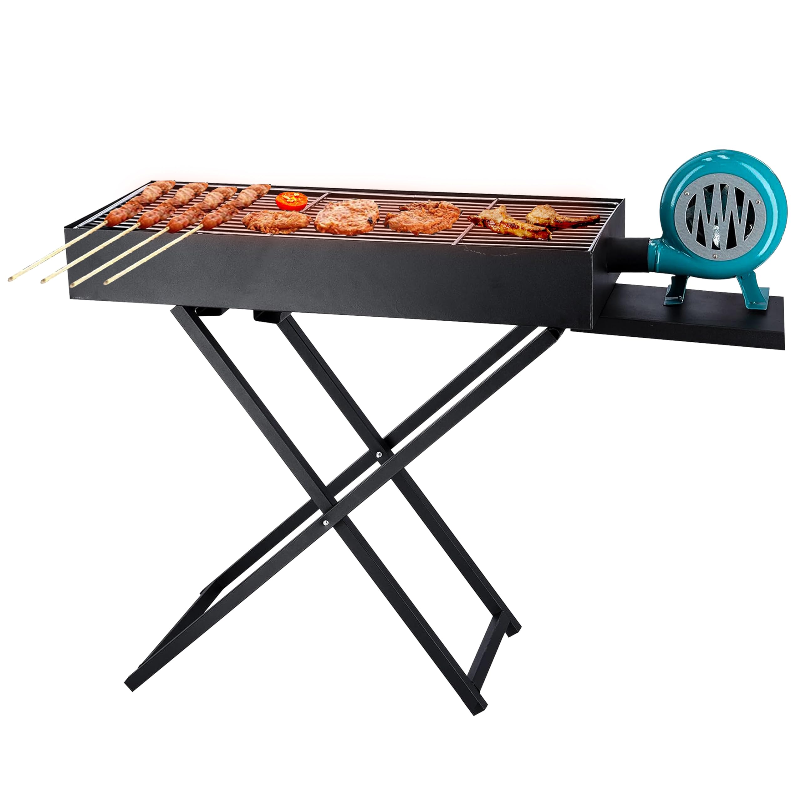 Toshionics Foldable Charcoal Grill, Portable BBQ Grill Station with Stainless Steel Grid, Easy Assembly, Durable Heat Resistant, Ideal for Outdoor Cooking, Camping, Picnics, Backyard Parties (X-Large)