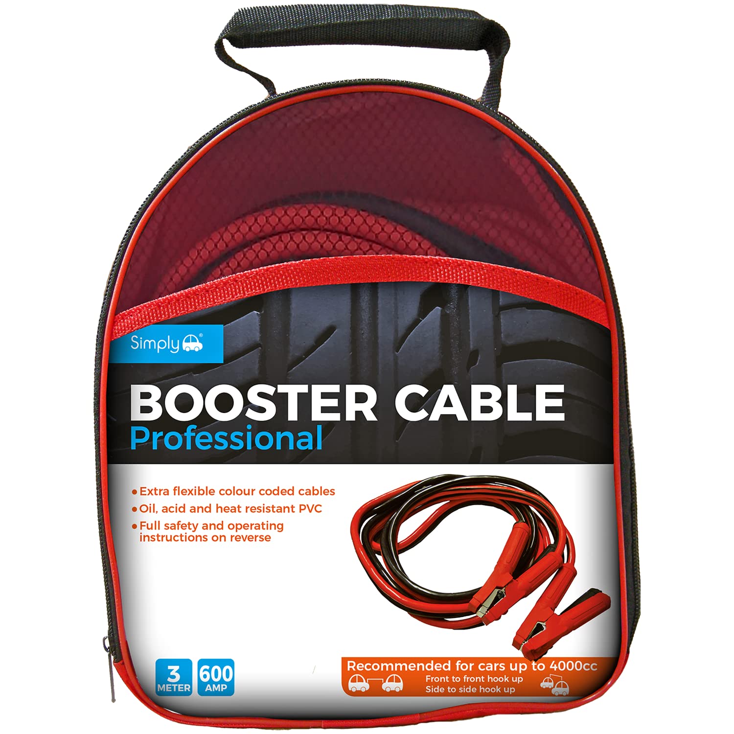 Simply SP600 Professional Jump Booster Cable, 3M, 600AMP, 3 Metre