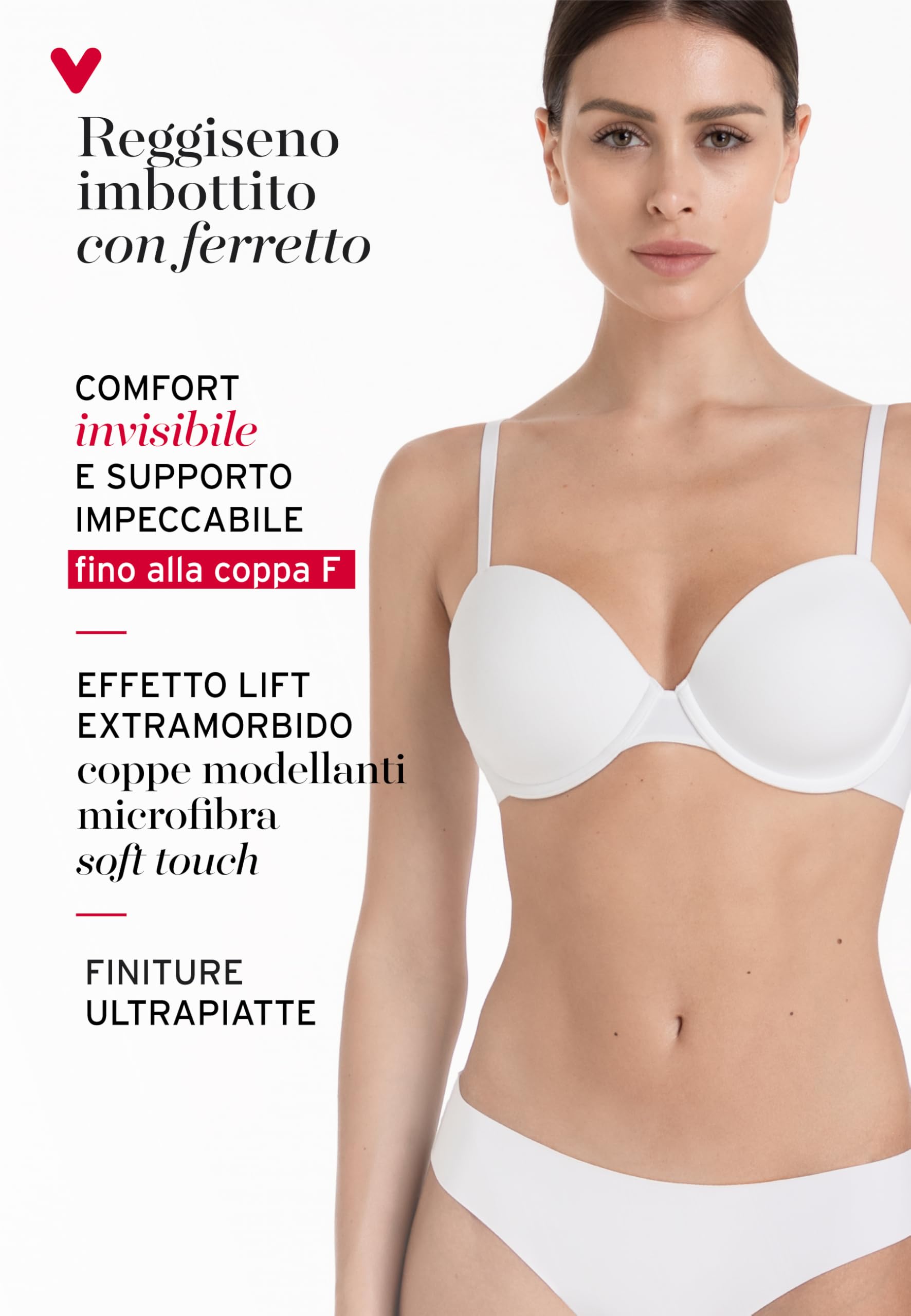 Lovable Reggiseno Imbottito con Ferretto in Microfibra | Effetto Lifting e Invisibilità | Comfort e Sostegno | Intimo Invisible Essence Donna