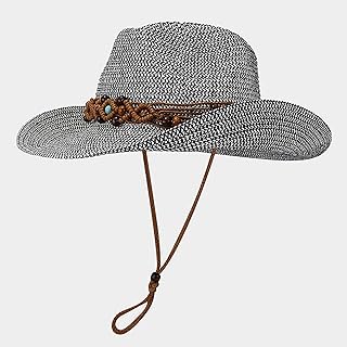 hiwhale Sombrero de Paja Ideal para Hombres de Accesorios de Playa Sombrero de Sol de Vaquero de Paja de Verano de Moda para Mujer con Borde Ancho