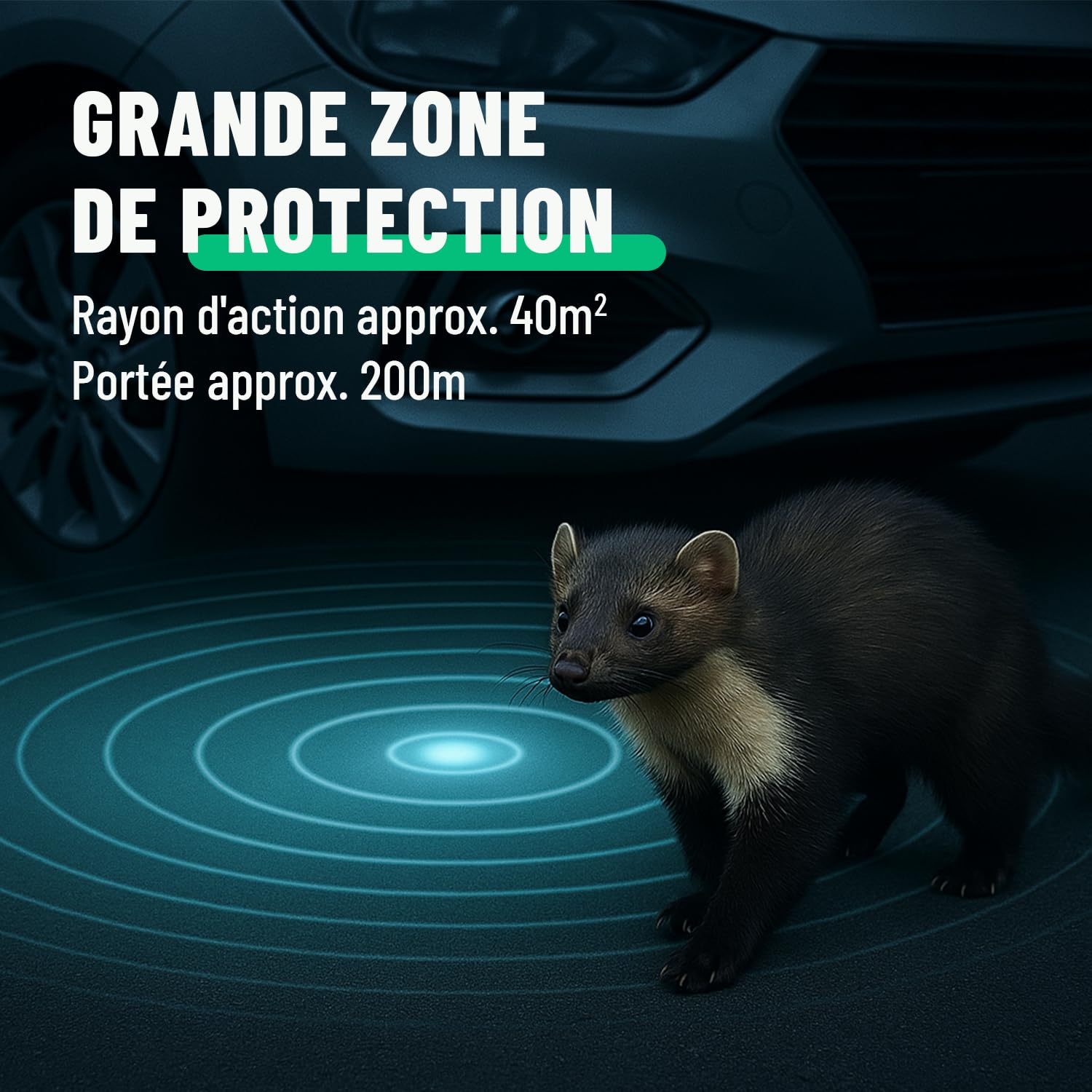 greate Repulsif Rongeur pour Voiture avec Connexion Batterie 12V - Répulsif Anti Rongeur Voiture - Ultrason Anti Fouine et Martre