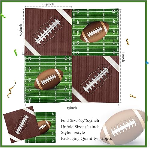 Miniatura 2 de Suministros de fiesta de cumpleaños de fútbol, 40 servilletas de fiesta de fútbol, decoración de mesa temática de fútbol para touchdown fiesta de