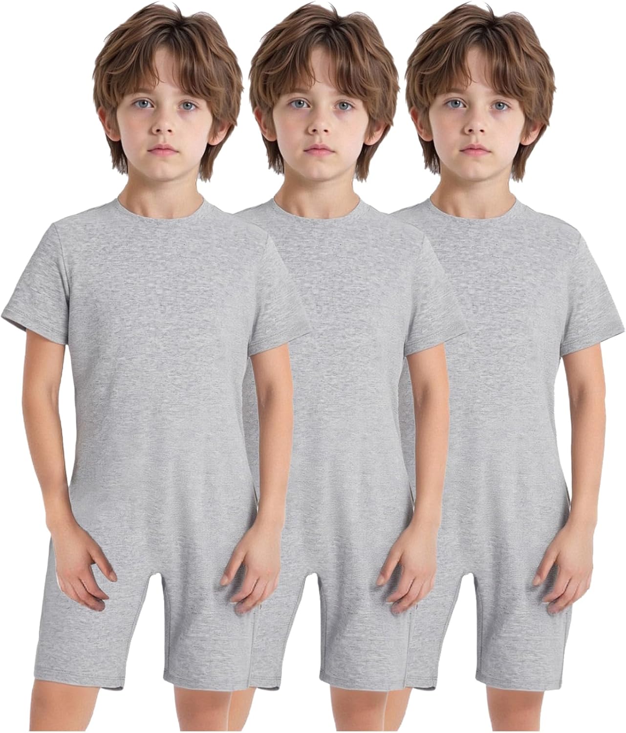 JEYPINMI Boys Girls Solid Overalls High Waist Short Jumpsuit Casual Rompers 3Pcs Special Needs Adaptive Clothing
