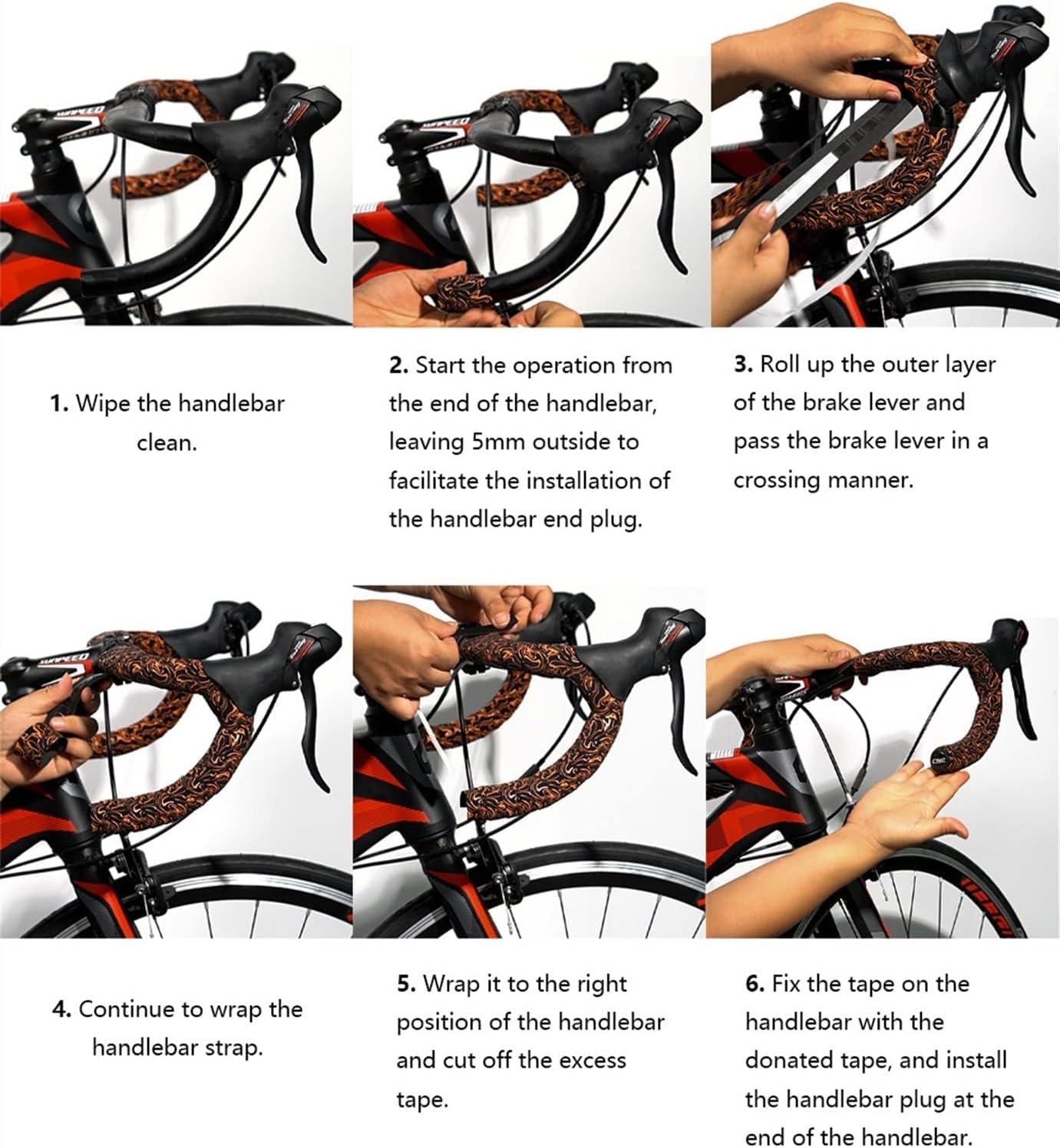 HEYDGBBZ Fahrrad mit Klebeband, Auto mit Klebeband. Rennrad-Straßenaufhänger, Bandgriff, Lenkerband, Lenker, Fahrradroute, Lenkrad, Wickelband for Rennräder (Farbe: Schwarz, Orange). Sport & Freizeit