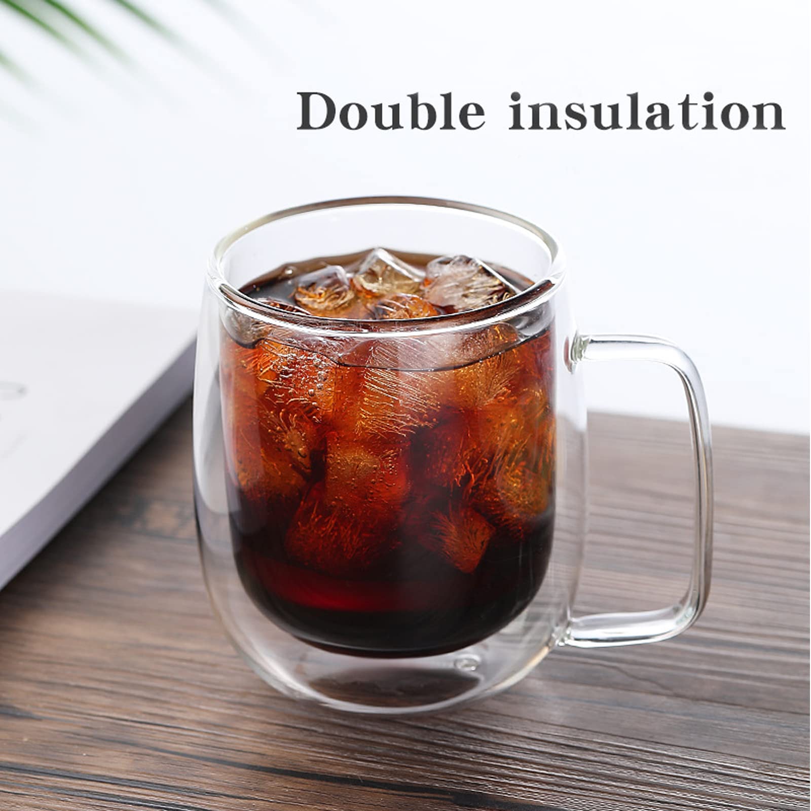Tasse à Café En Verre Borosilicate à Double Paroi Avec Poignée, Tasse à Thé Domestique, Fleur Sèche, Double Couche, Degré De Chaleur, Haute Teneur En Borosilicate