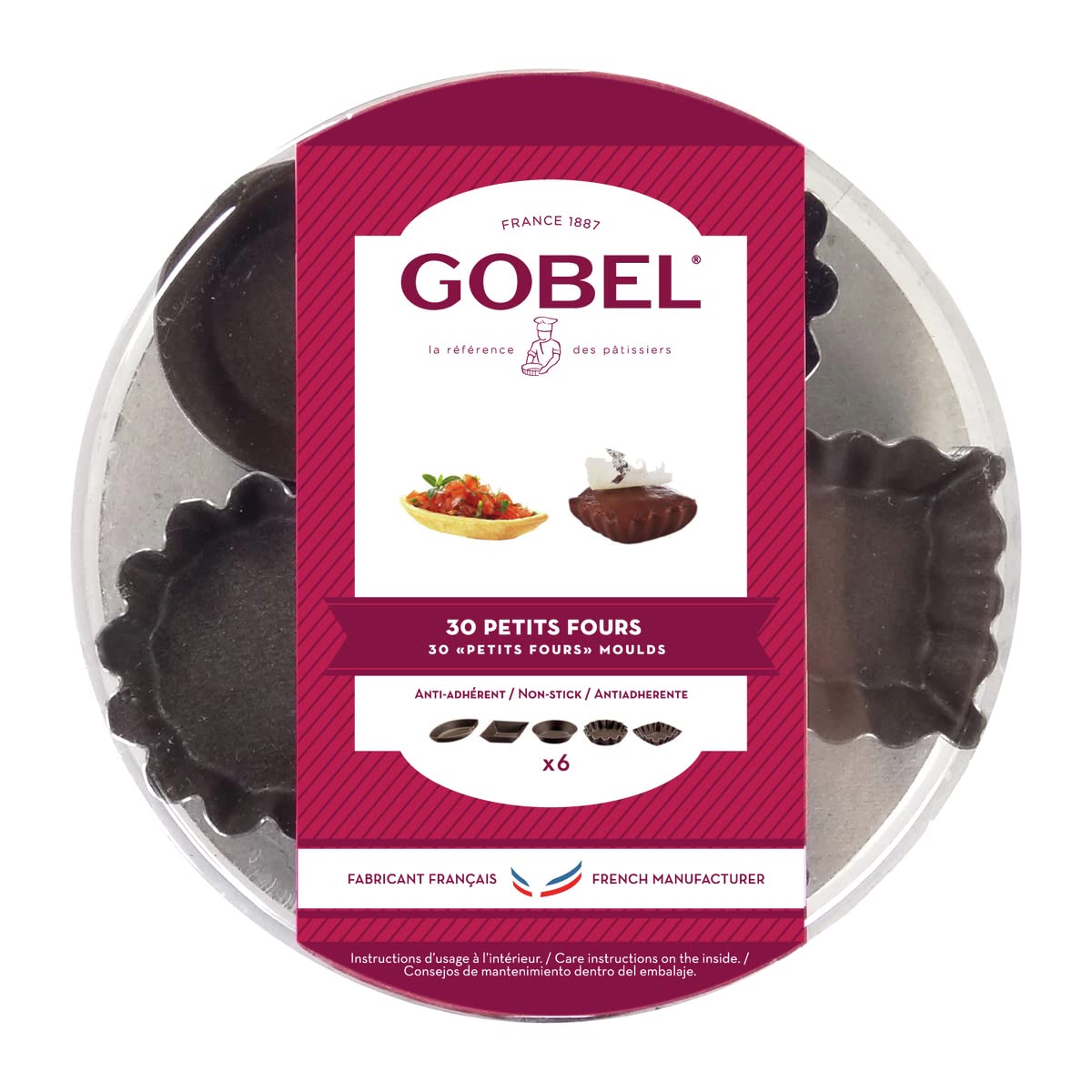 Gobel 6 x 5-inch Non-Stick Non-Stick Fours Moulds Styles, Set of 30