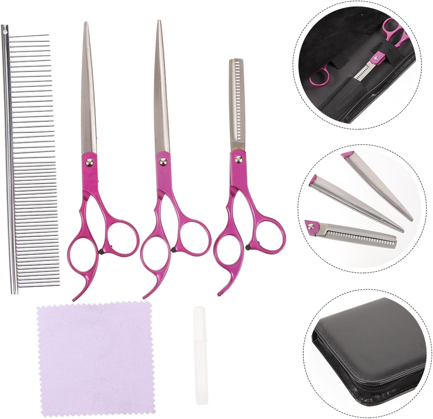1 Set Professional Dog Grooming Scissors Set Kit with Rounded Tips Lightweight Portable Bag for Safe and Comfortable Pet Grooming the Go
