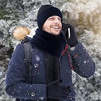 Vista 6 de Aneco Juego de 4 piezas de invierno de punto calentador gorro, bufanda, guantes y orejeras, kit para deportes al aire libre