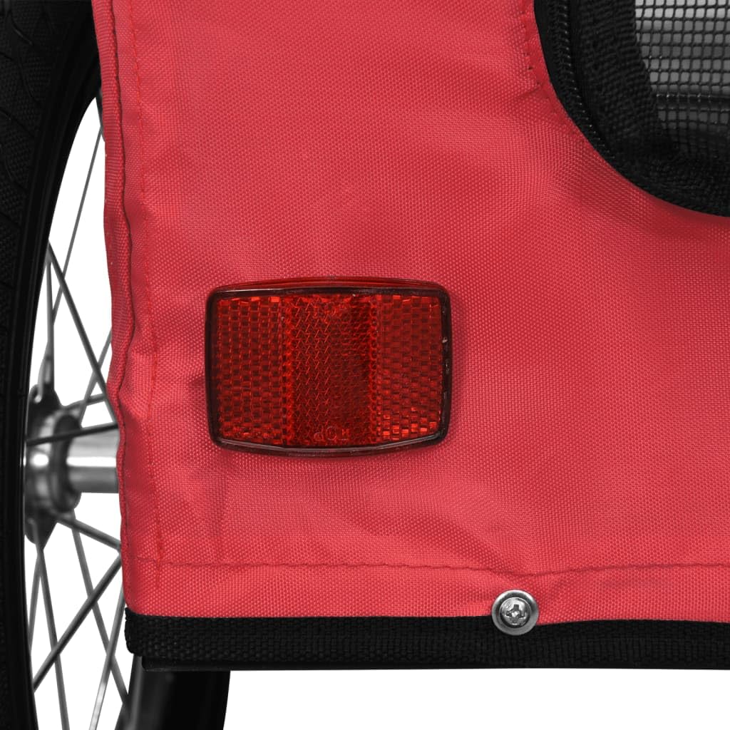 vidaXL Remolque de Bicicleta Mascotas Hierro Tela Oxford Rojo, Remolque para Bicicletas, Remolque para Mascotas, Carrito para Bicicletas