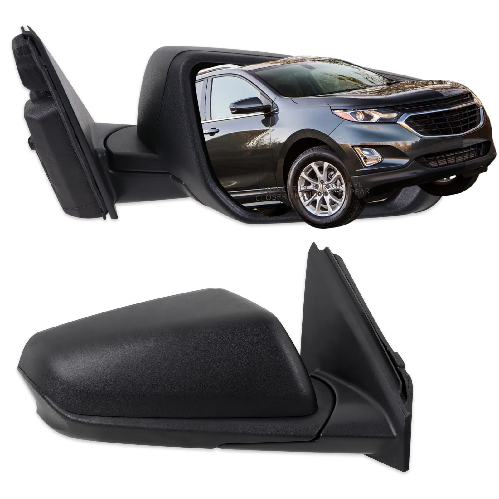 Photo 1 of **HAS DAMAGE*** Lqito Right Passenger Side Mirror Compatible With 2018 2019 2020 2021 2022 2023 2024 Chevy Equinox With Manual Folding Power Glass Heated Matte Black Replace#84225383(5Pins)
