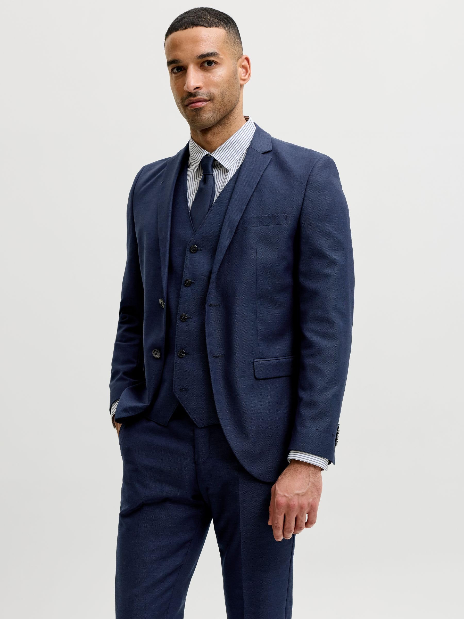 JACK & JONES Męska kurtka Jprsolaris Blazer Noos, Niebieski (ciemny granatowy, granatowy, 48