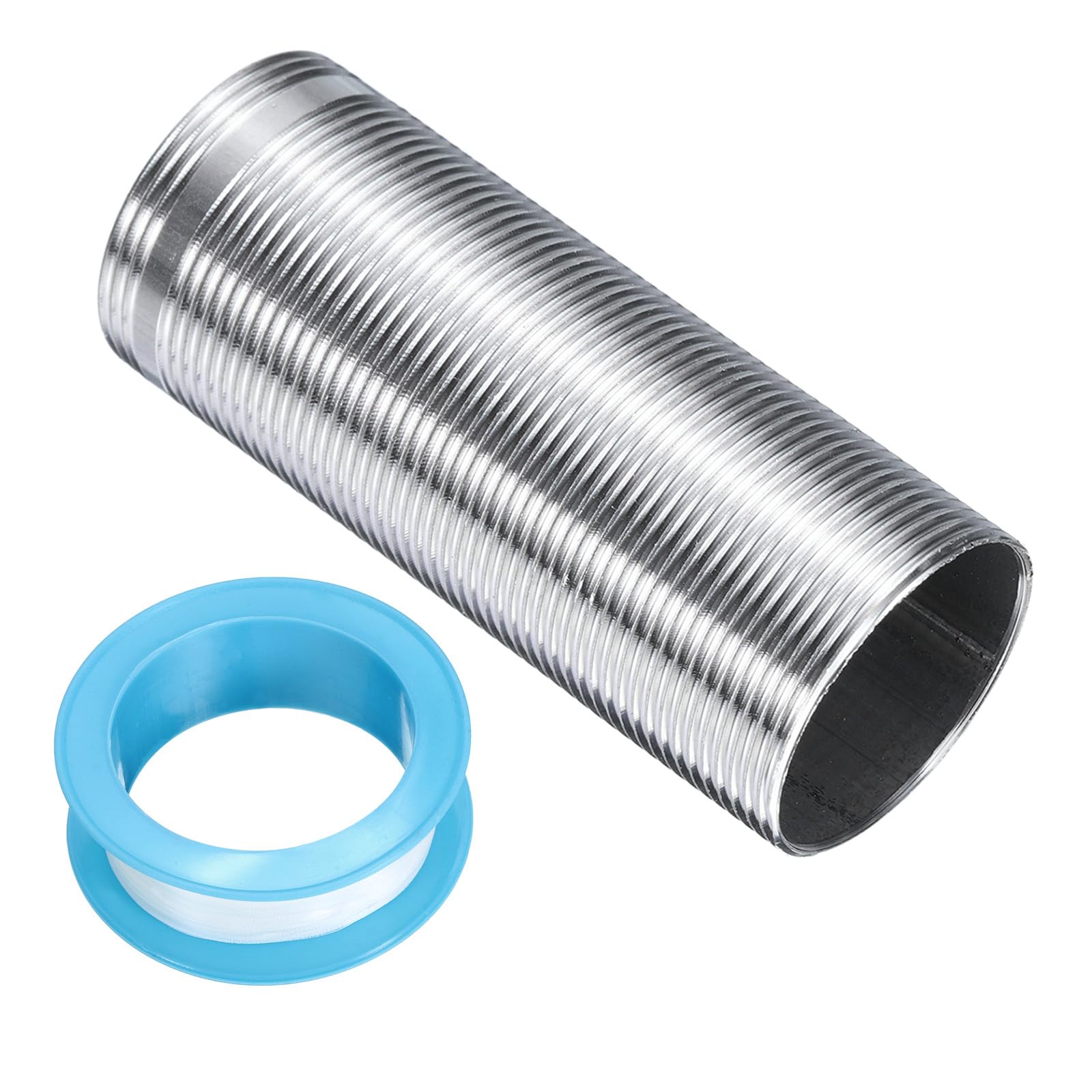 uxcell 3" Faucet Mount Extension Shank Stainless Steel Threaded Pipe Lengthen Mounting Shank Lengthen Fixed High Foot with PTFE Tape 1PCS