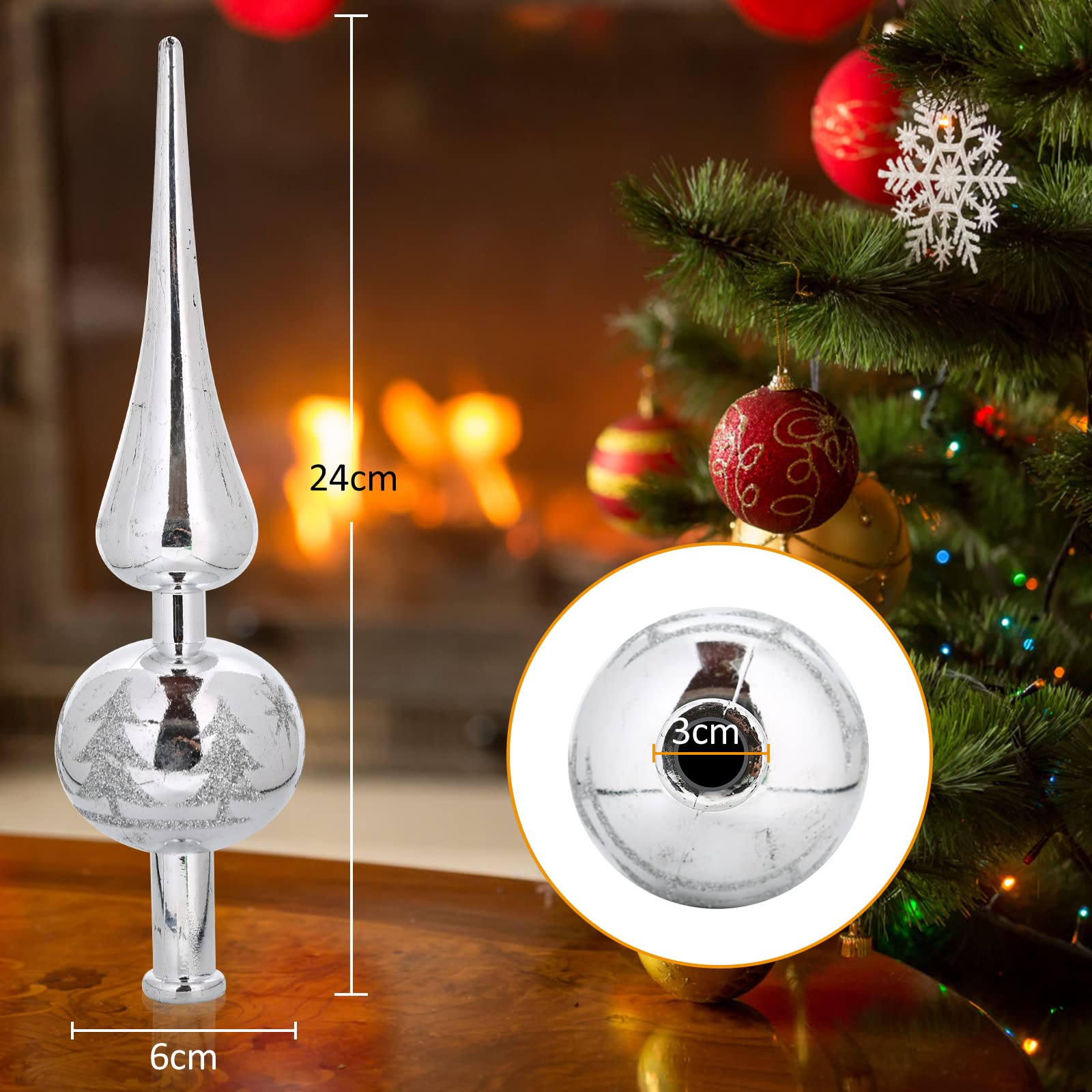 Puntale Per Albero Di Natale In Plastica Dorata - Decorazione Stella Luccicante Per Cima Albero - Foto 3