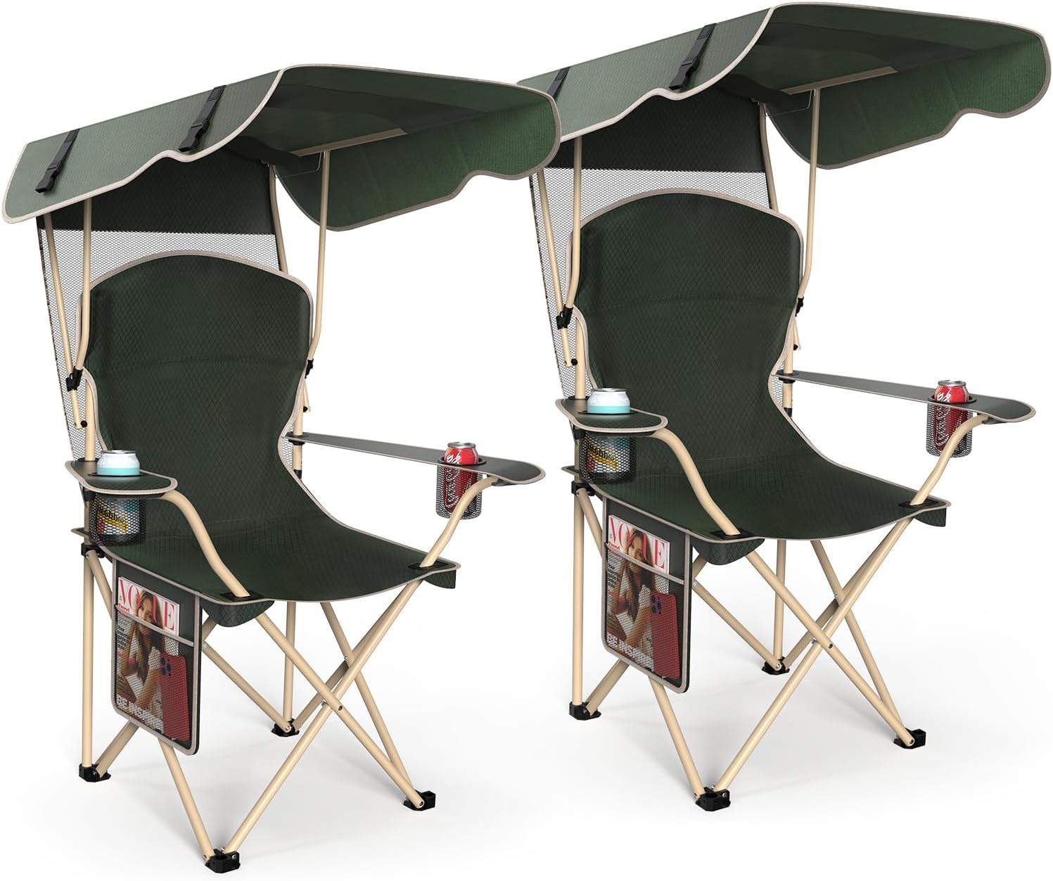 VTOY Portable Camping Chair with Canopy - Folding Chair with Canopy, Durable 600D Oxford Canopy Chair for Camping, Beach, Picnics, Fishing & Sports