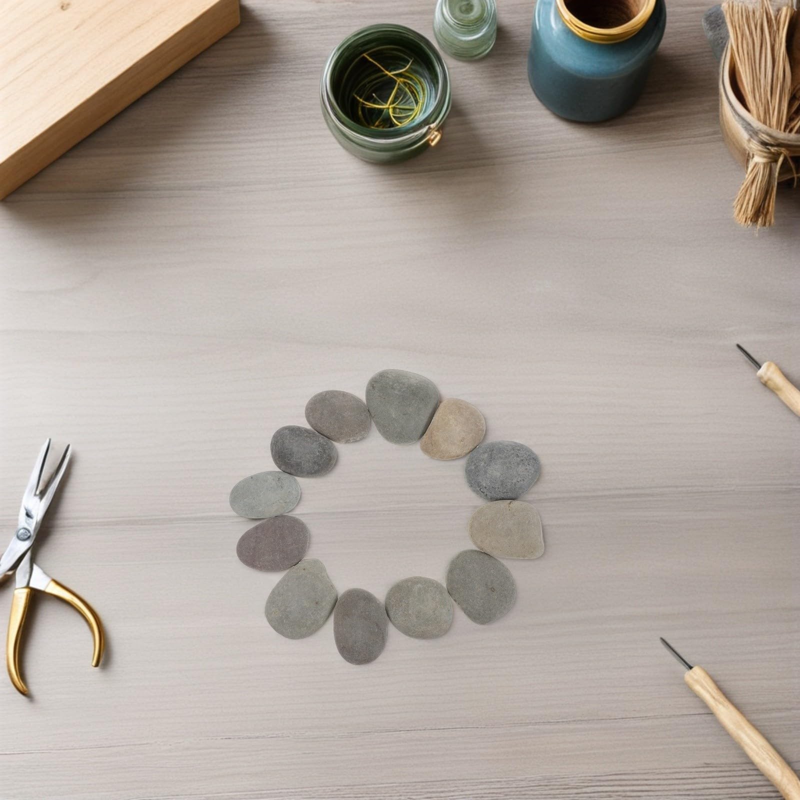 VILLCASE 12 Piedras Planas Naturales de Río para Pintar, Piedras Lisas de 5-8cm para Manualidades, Ideales para Estimular la Creatividad Adultos durante Vacaciones