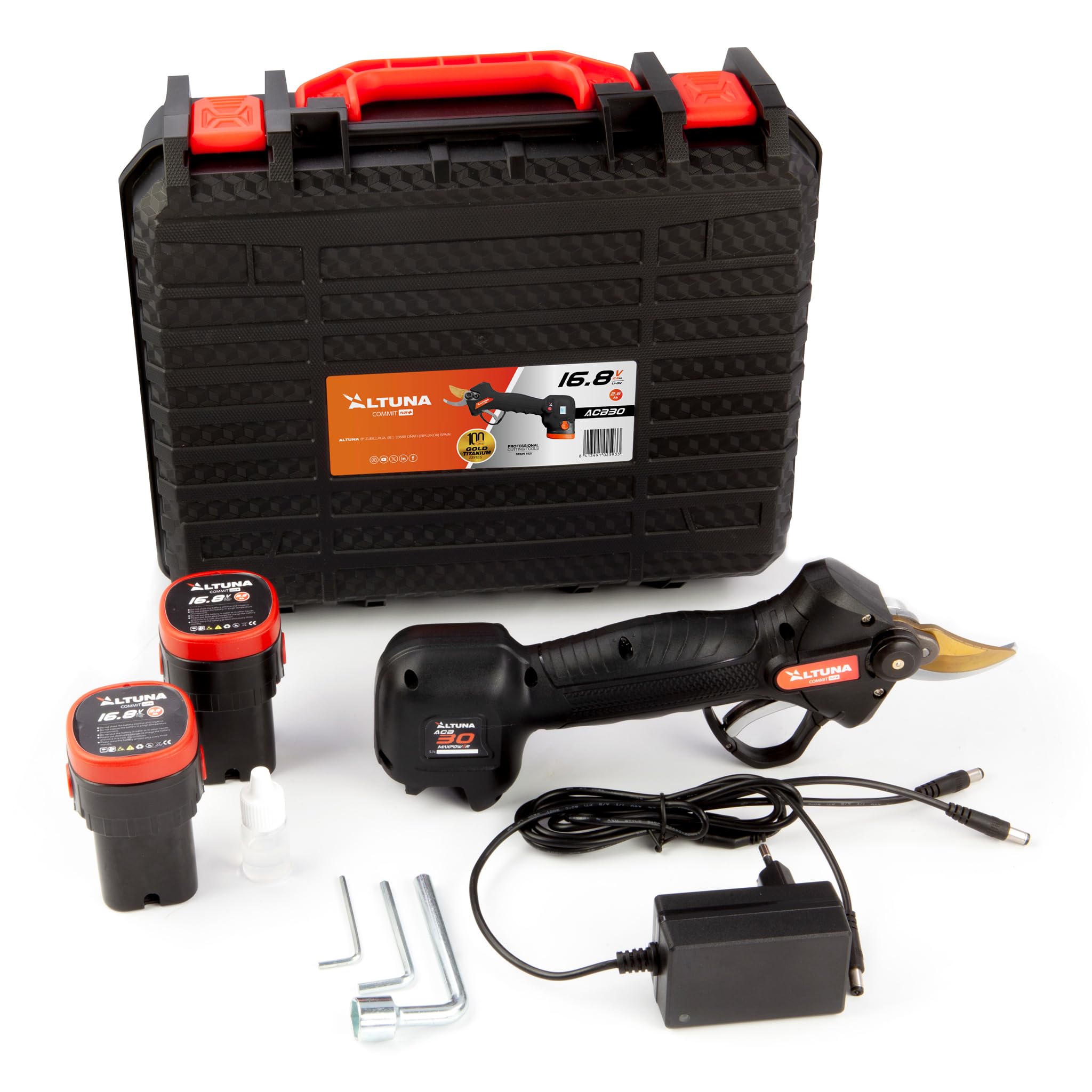 ALTUNA Forbici Elettriche a Batteria 30 mm con Lama in Titanio - ACB30