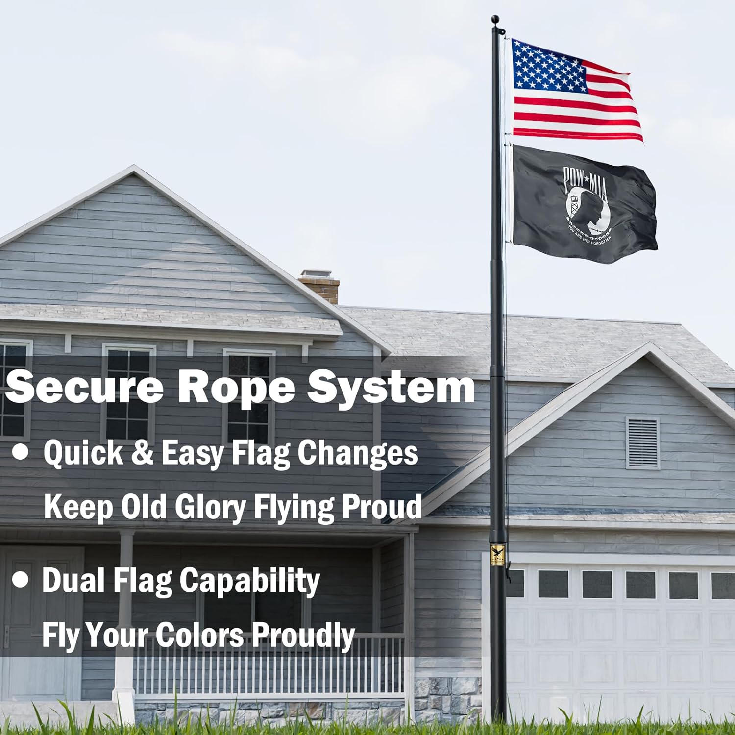 25FT Heavy Duty Flag Pole Kit, Real 11 Gauge Aluminum, 2.4" Large Bottom Tube, True Glory Edition,In Ground Flagpole for Outside House,Residential & Commercial, Gift Box Packaging-120MPH Wind Tested - Image 7