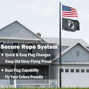 25FT Heavy Duty Flag Pole for Outside House, Real 11 Gauge Aluminum | 120MPH Wind Tested,True Glory Edition,Fly Two Flags,Residential & Commercial Flagpole Kit,Gift Box Packaging,Easy Install