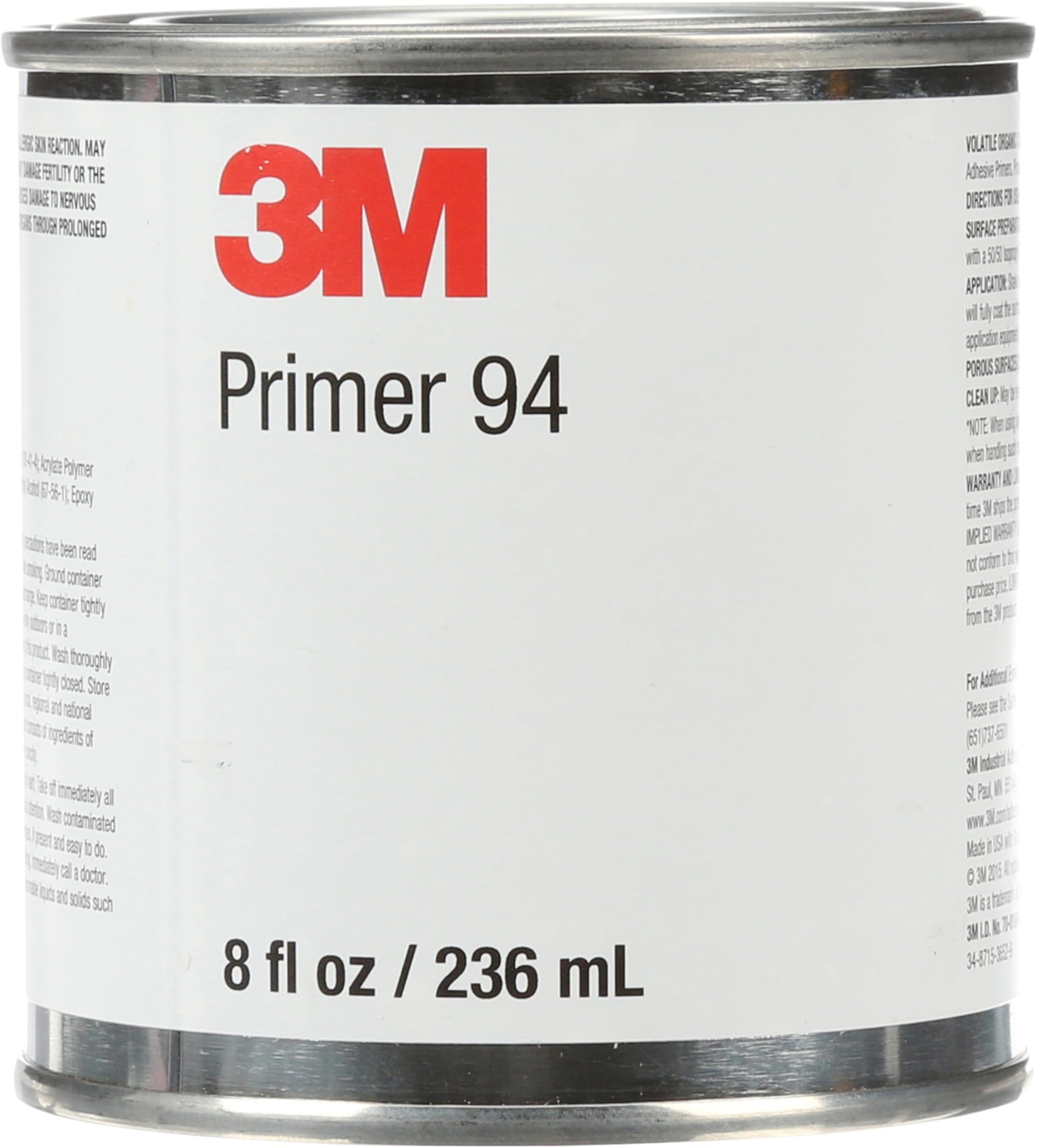 Tape Primer 94, Light Yellow, 1/2 Pint Can, Promotes Adhesion to Polyethylene, Polypropylene, ABS, PET/PBT Blends, Great for Automotive Detailing