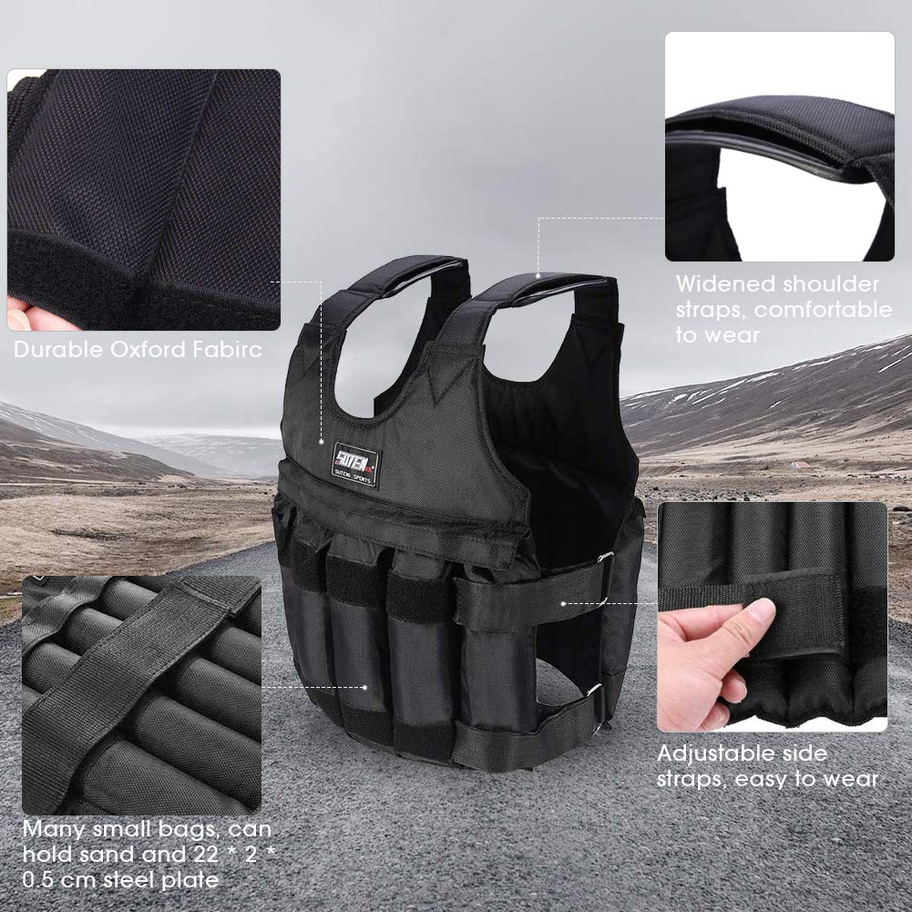 Gilet Di Peso Giacca Da Corsa Ponderata Regolabile Per Perdita Di Peso Palestra Allenamento Di Forza Fitness Carico Massimo 20 Kg 50 Kg (20KG)