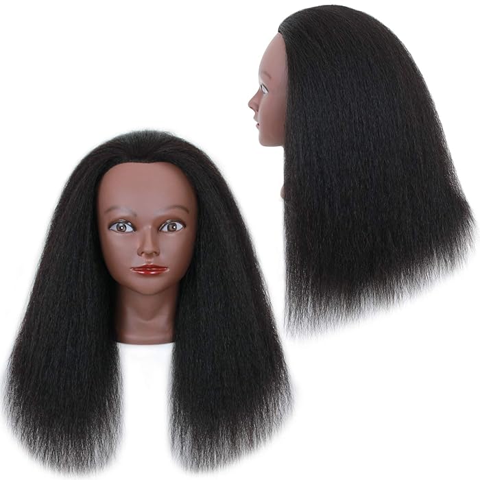 Buy Mannequin Head with Human Hair Afro Cosmetology Mannequin Head