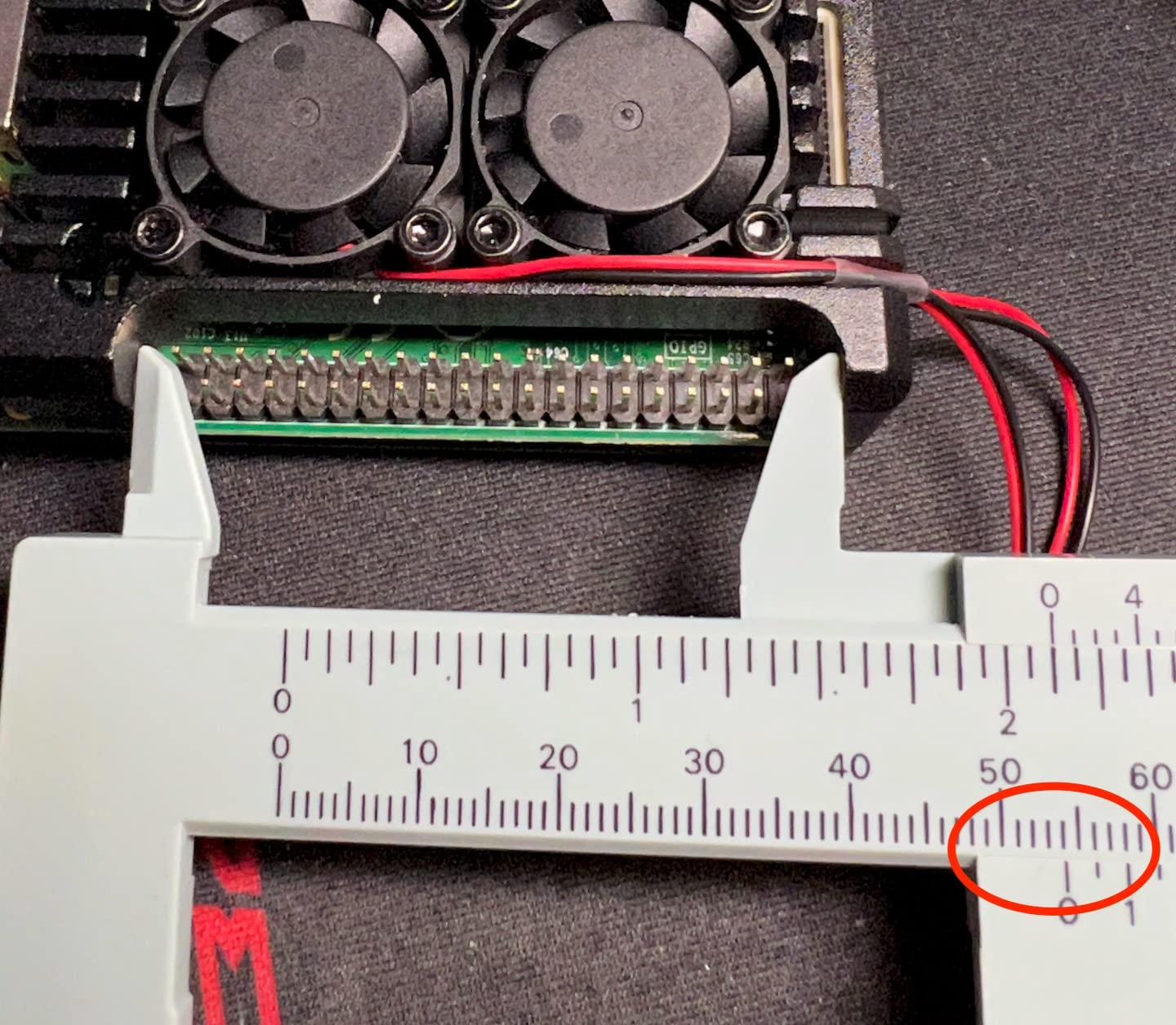 Cutout for the GPIO pins is too narrow for a standard connector