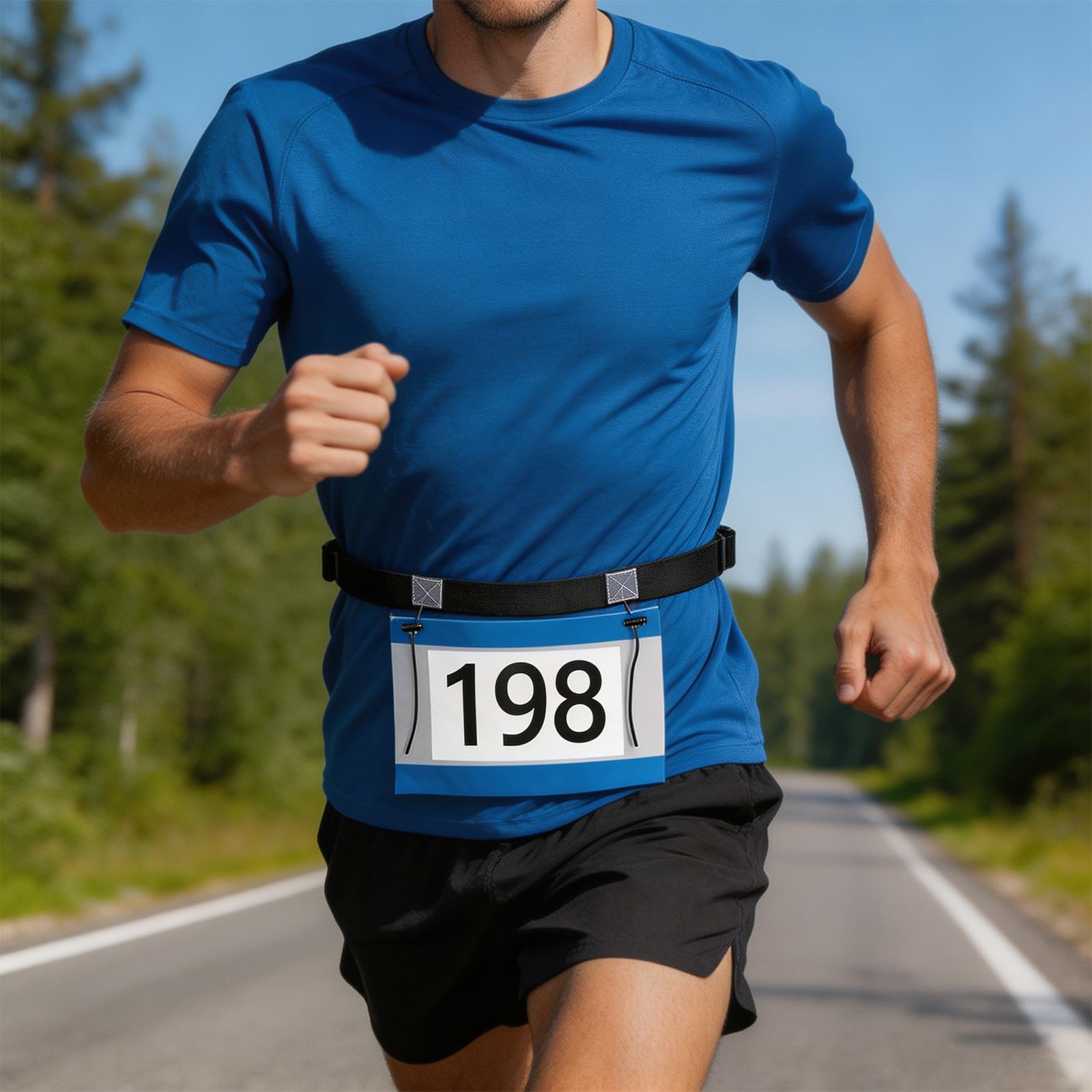 Triathlonowa taśma na numer startowy, regulowany uchwyt na numer startowy, elastyczny pas do triathlonu i maratonu, pasek do triathlonu, czarny