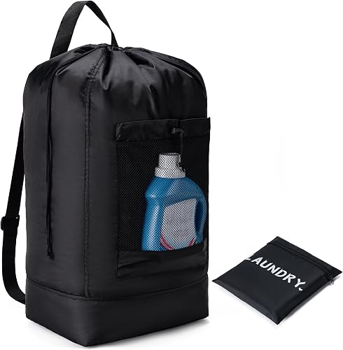 Backpack Laundry Bag,Large Travel Laundry Bags (Black)