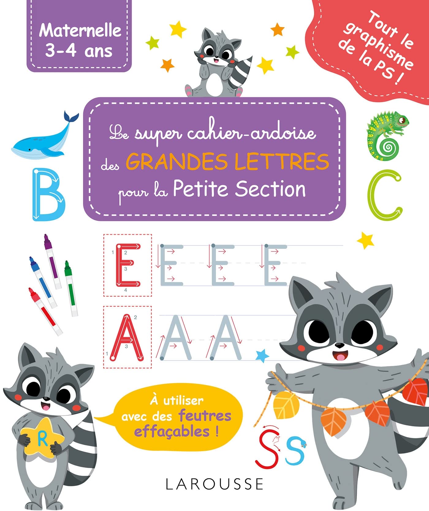 Mon super cahier ardoise Petite Section Grandes lettres: A utiliser avec des feutres effaçables !